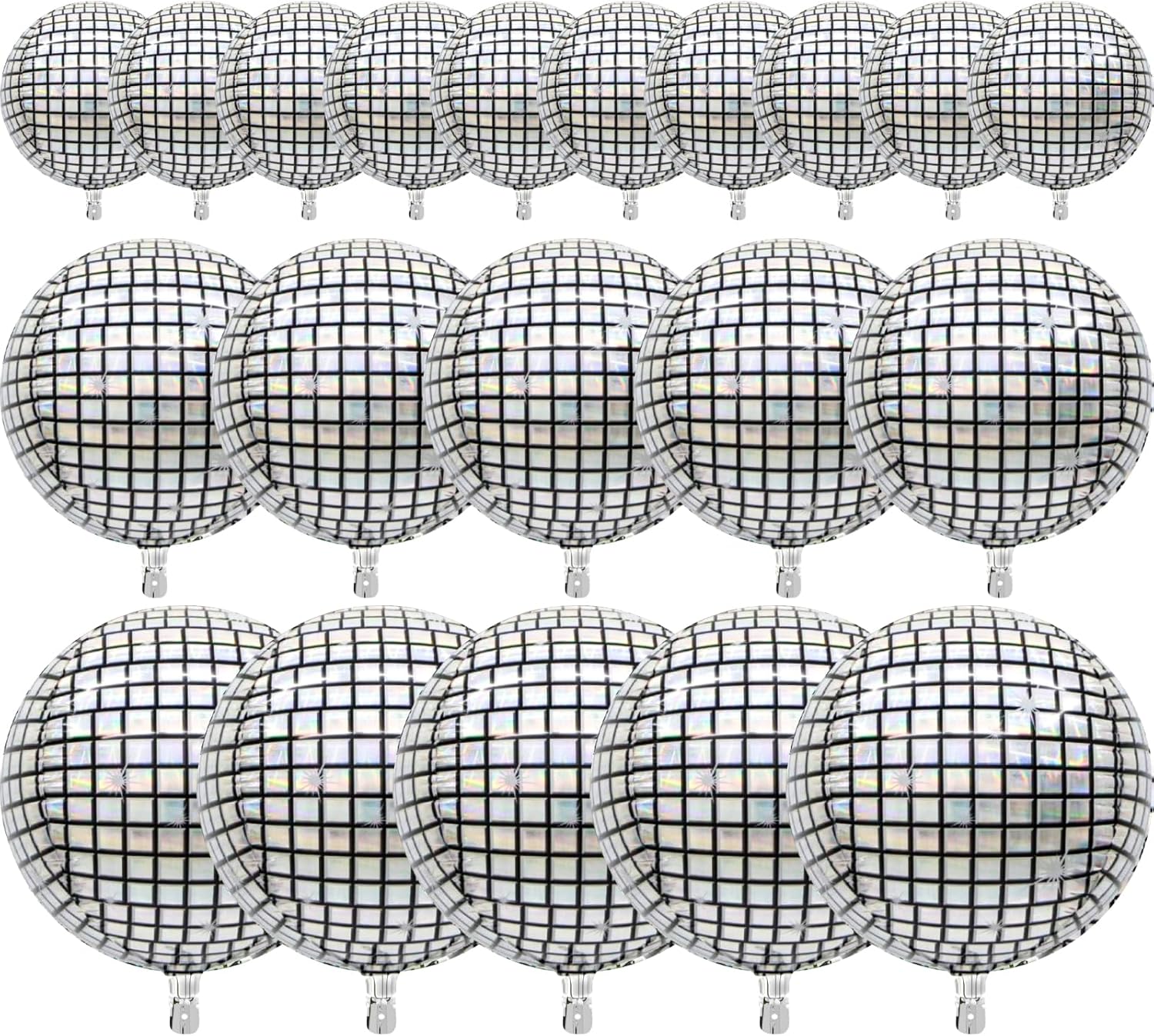 PartyWoo Silver Disco Foil Balloons, Special Foil Balloons with Different Sizes...