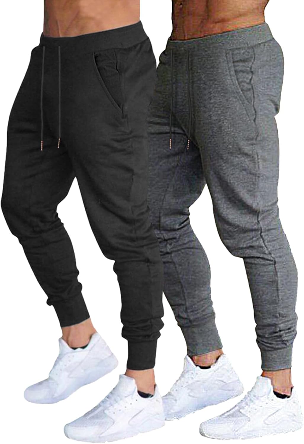 BUXKR Men's Slim Joggers Workout Pants for Gym Run...