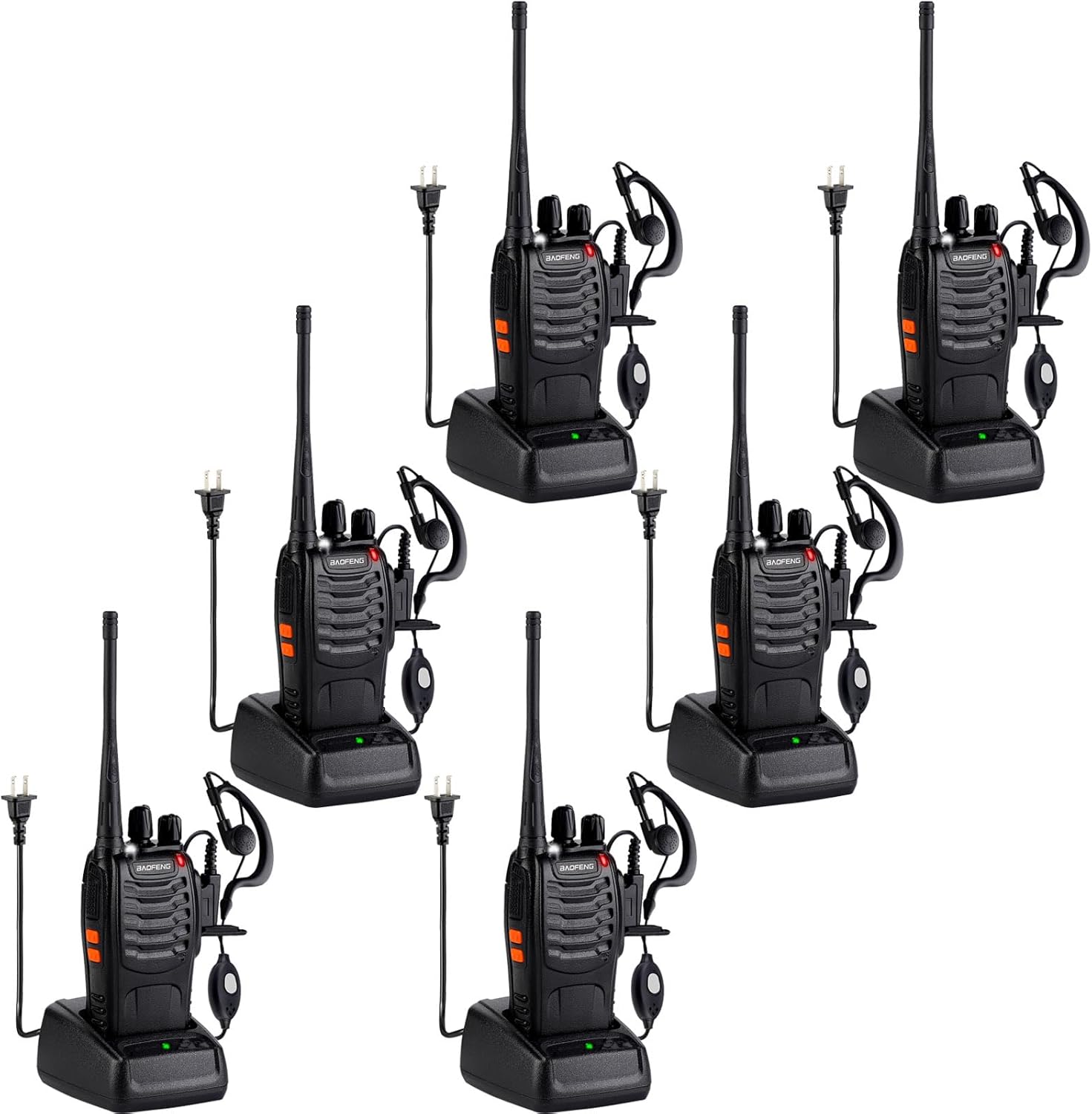 Baofeng Walkie Talkies 888S Rechargeable Long Range with Earpieces for Adults, 1...