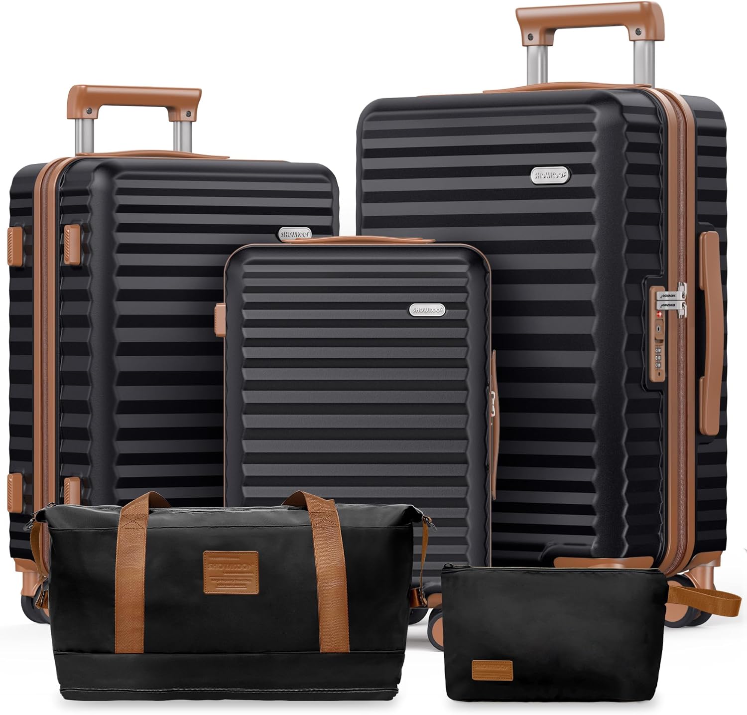 SHOWKOO Suitcase Sets, Special Travel Luggage with 5 Piece Expandable Hard Shell...