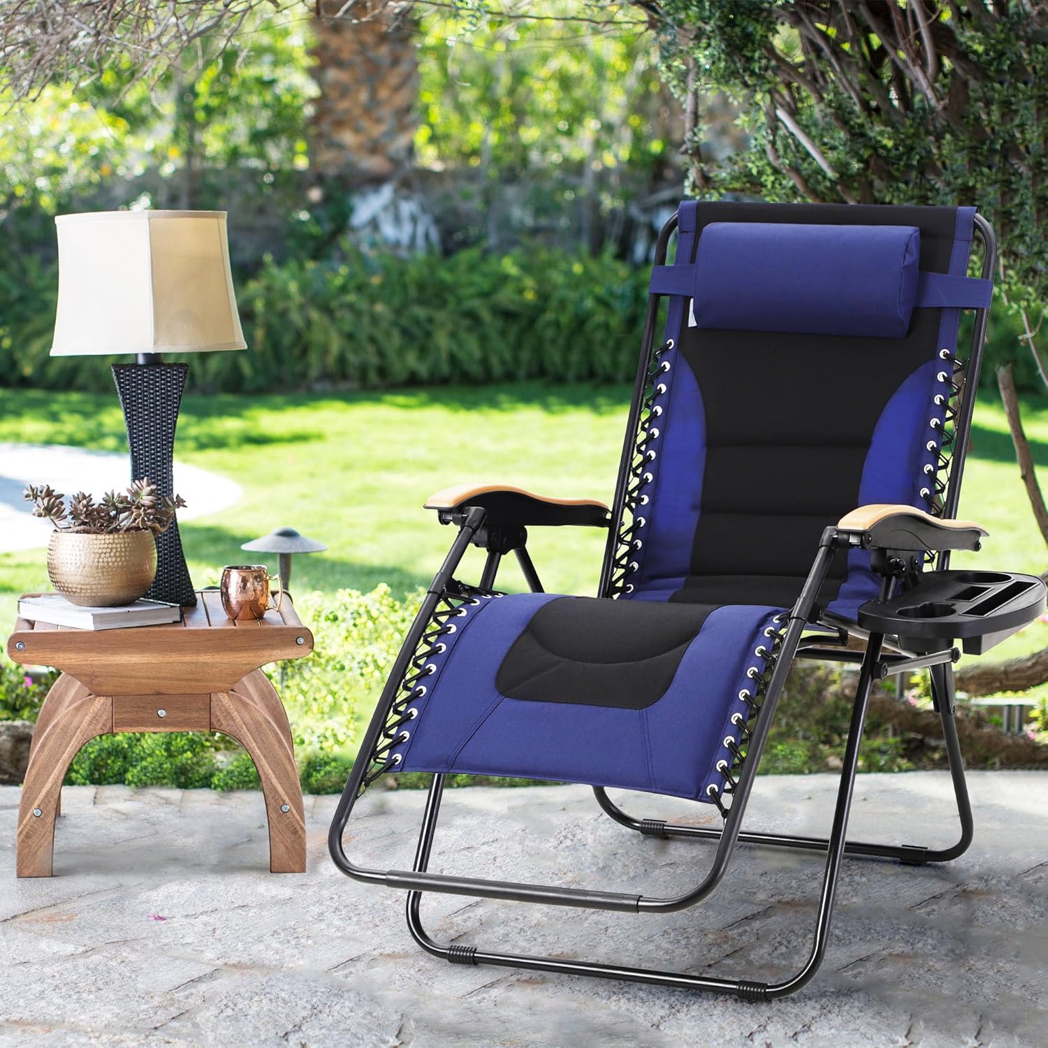 MAISON ARTS Oversize XXL Padded Zero Gravity Lawn Chair, Special Anti Gravity Lo...