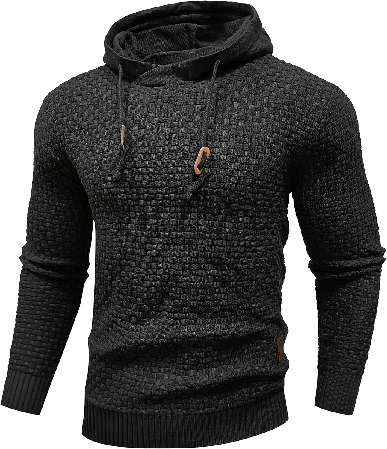 Unique Zaitun Mens Hooded Sweatshirt, Special Long Sleeve Solid Knitted Hoodie,...