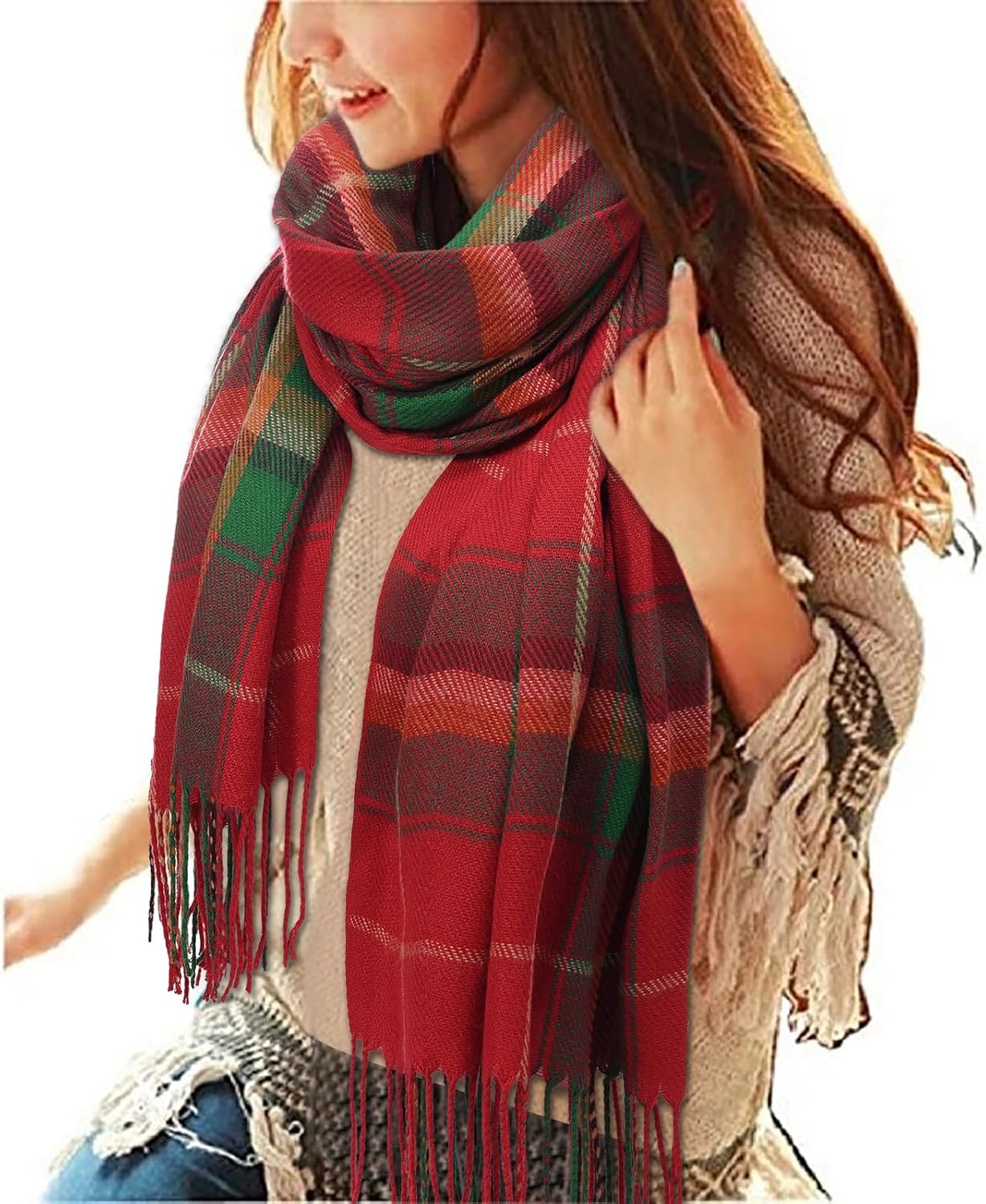 heekpek Winter Long Soft Scarves, Special Tartan Check Wraps for Women, High-Qua...