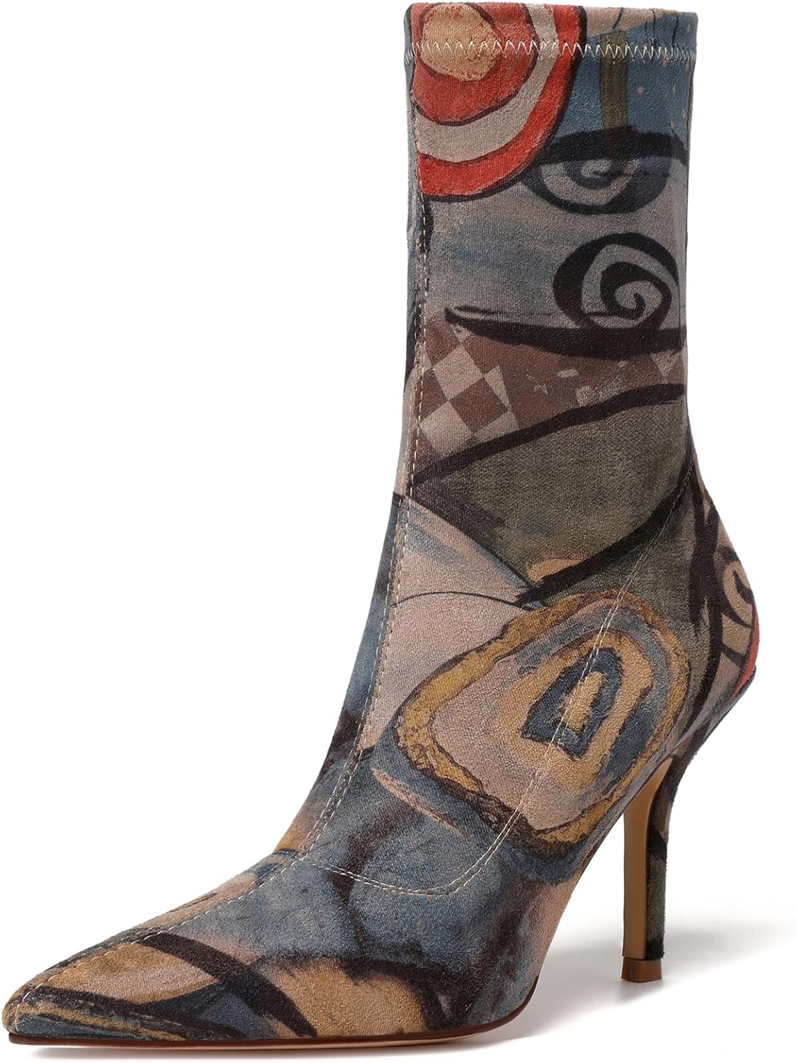 Vivianly Stretch Pointed Toe Sock Booties, Special Mid-Calf Ankle Boot, Innovati...