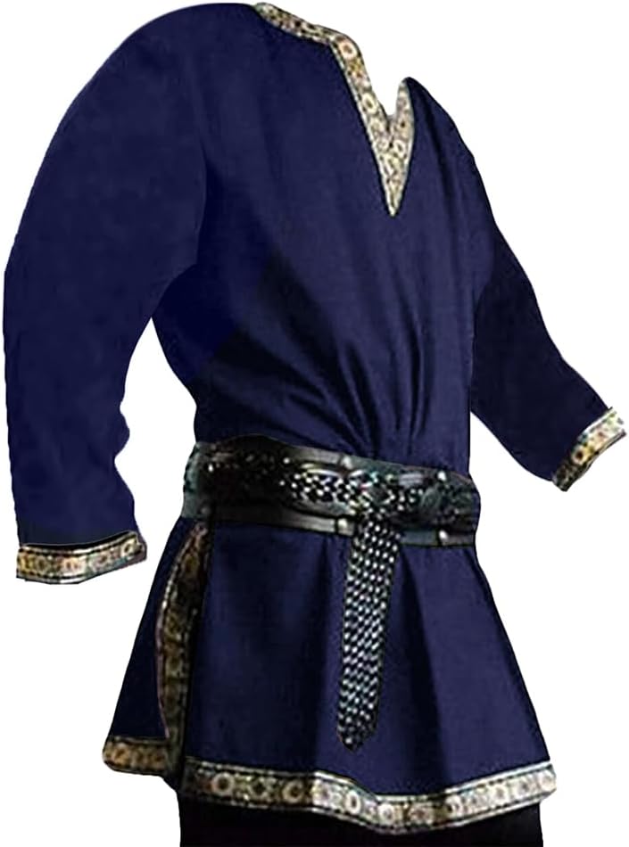 Gafeng Mens Medieval Costume Renaissance Pirate Halloween Viking Tunic Knight Co...