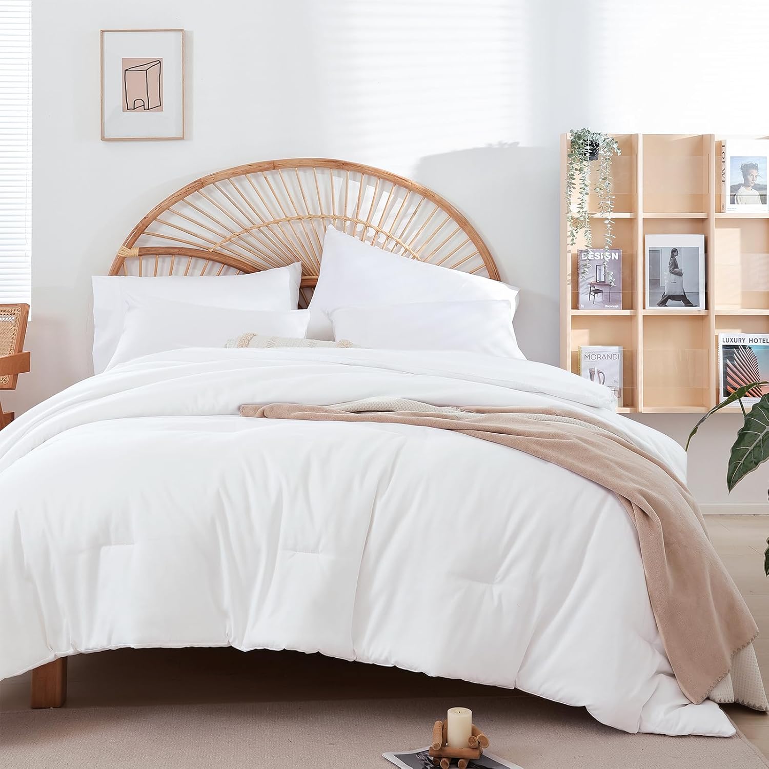 Weigelia Comforter, Special White Modern 3PCS Microfiber Comforter Sets, Innovat...