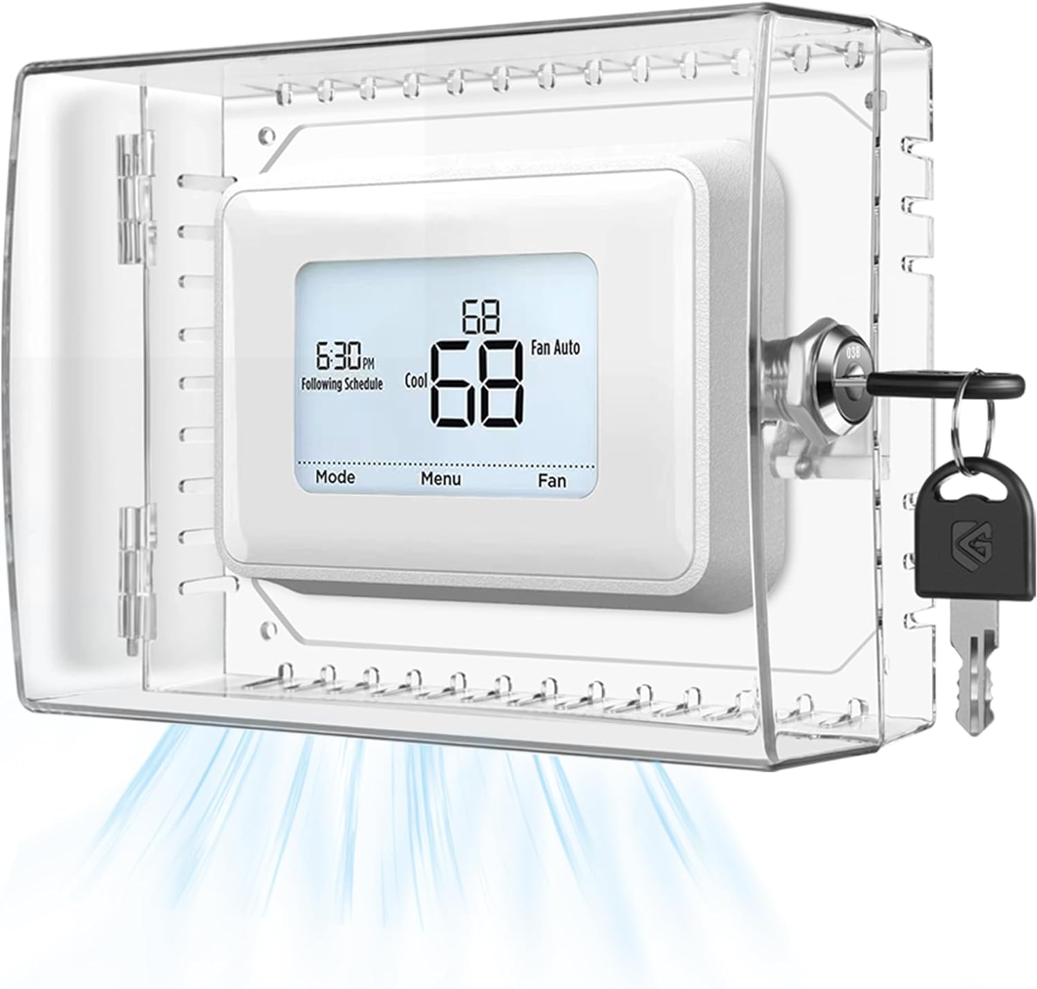 Large Thermostat Lock Box, Special Cover With Key, Innovative Clear Thermostat C...