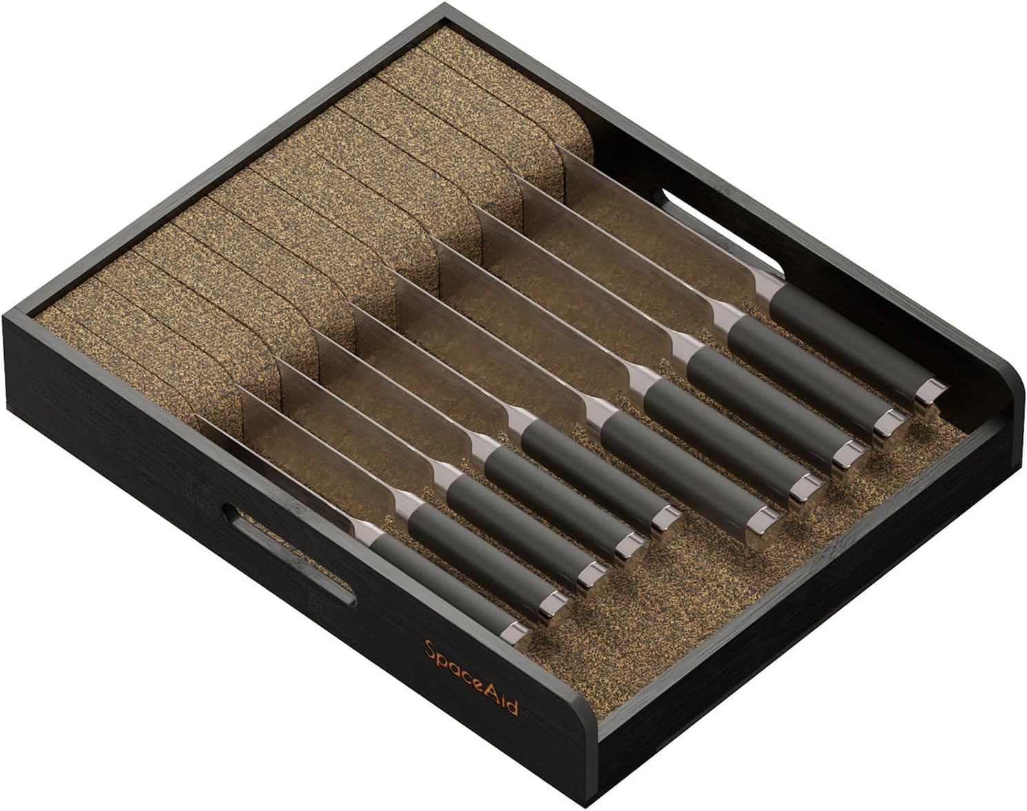 SpaceAid Large Knife Drawer Organizer Bamboo Insert Dock, Kitchen Steak Knives H...
