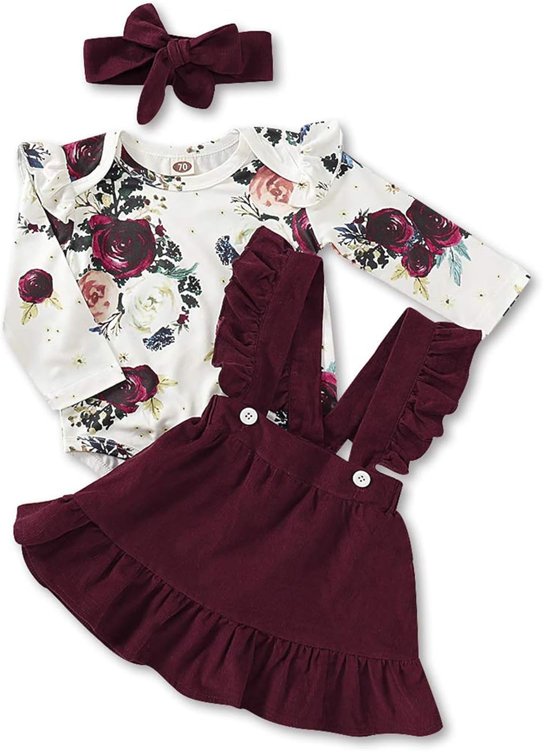 Kucnuzki Newborn Baby Girl Clothes Toddler Long Sleeve Ruffle Romper Top Infant...