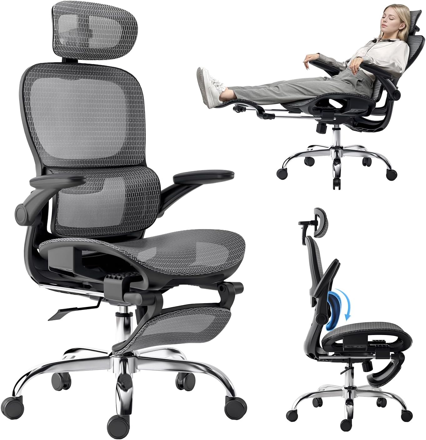 Ergonomic Office Chair,Office Chair with Tilt Function,Mesh Office Chair with Fo...