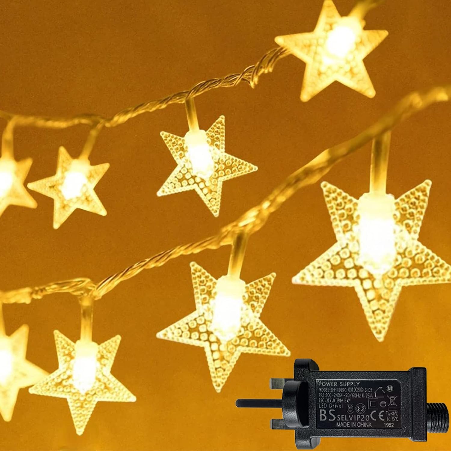 LiyuanQ Plug in LED String Lights, Unique Star Christmas Lights for Girls Bedroo...
