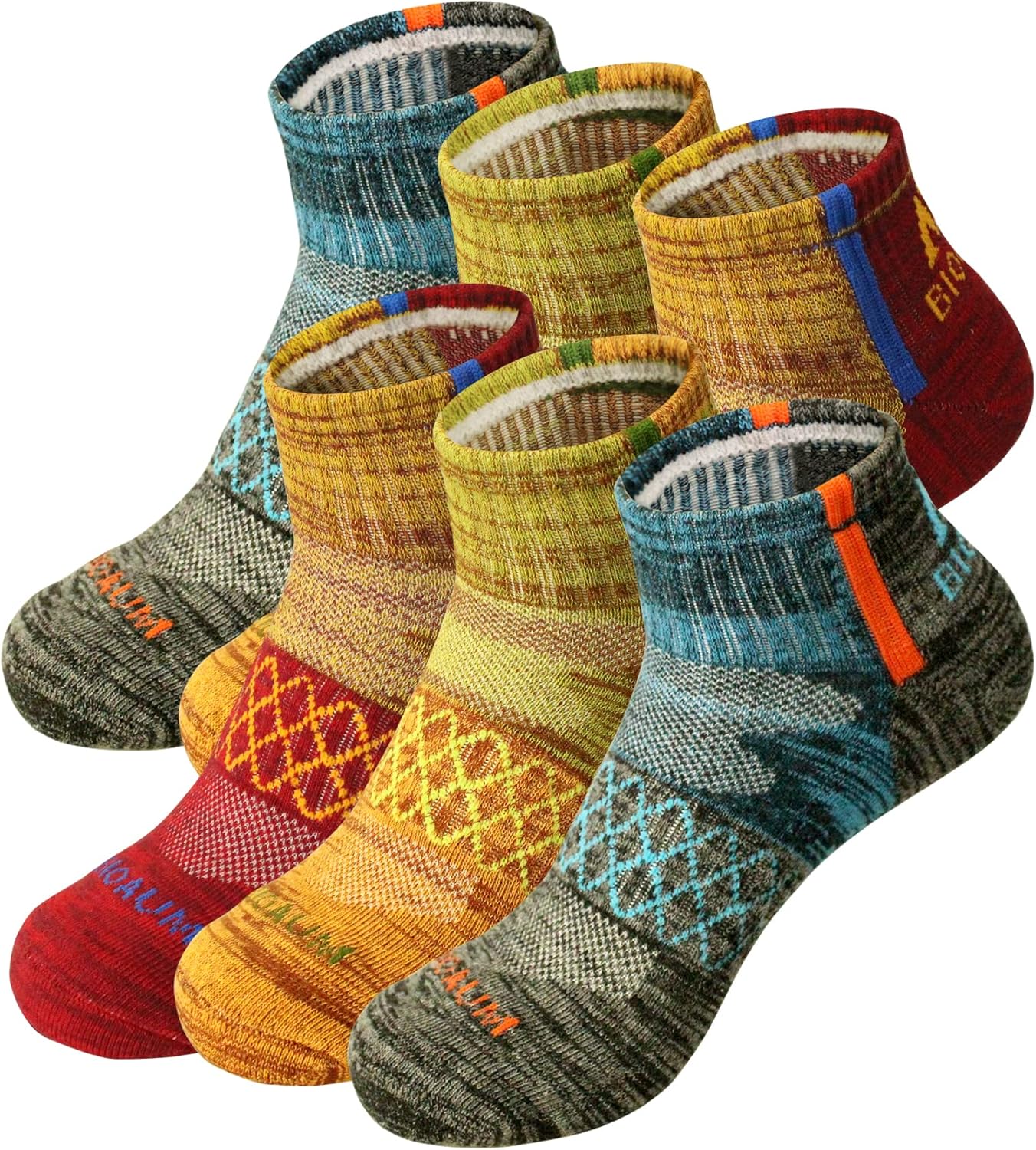 BIOAUM Men's Athletic Socks Size 10-13 - 6 Pairs Cotton Cushioned Quarter Socks...