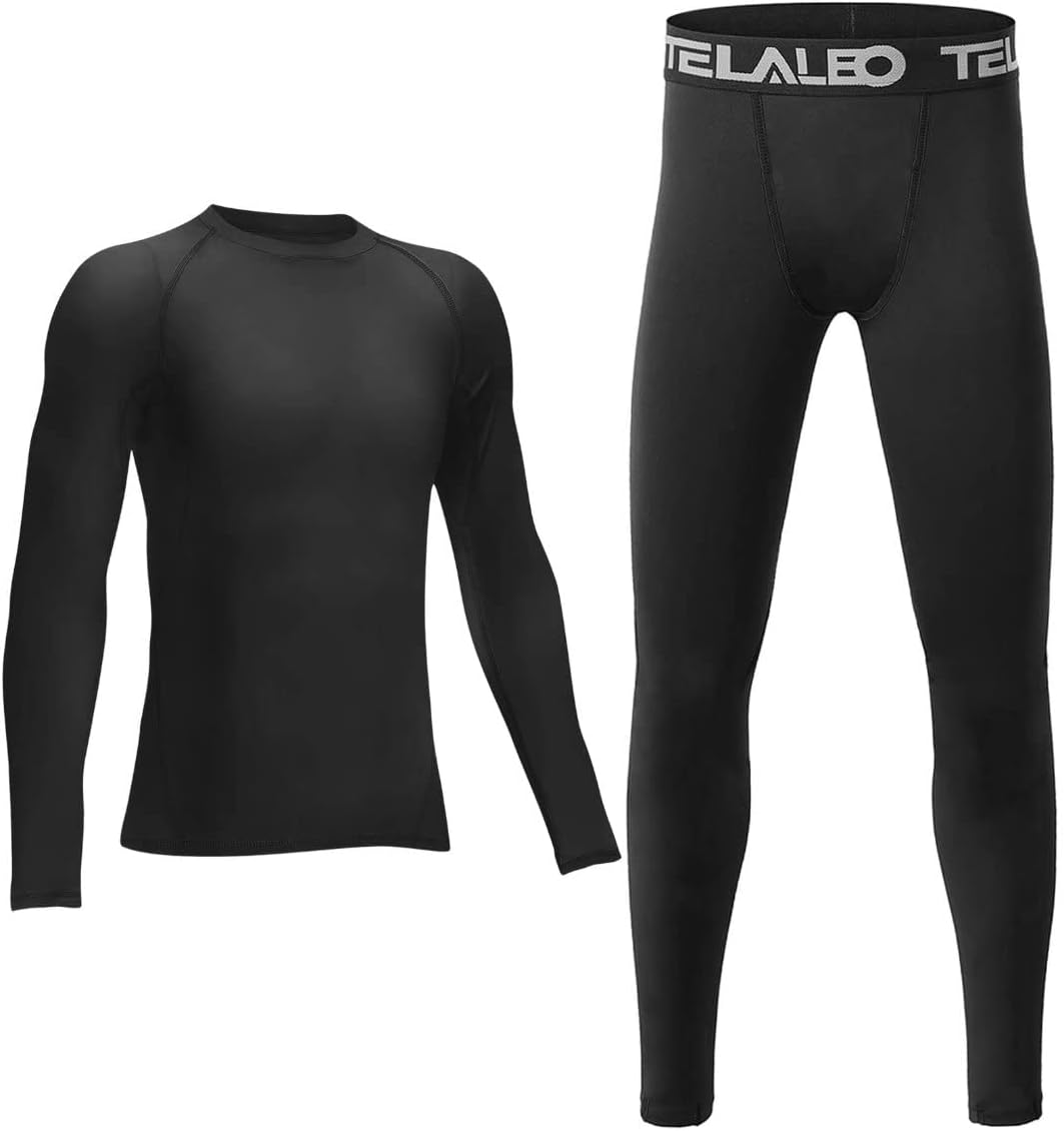 TELALEO 4, 3, 2, 5/1 Pack Boys' Girls' Compression Shirts Youth Long Sleeve Unde...