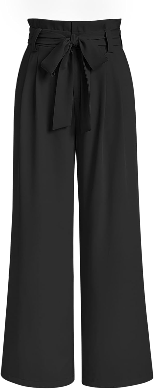 LILLUSORY Wide Leg Dress Pants, Special Women's Paperbag High Waisted Business C...