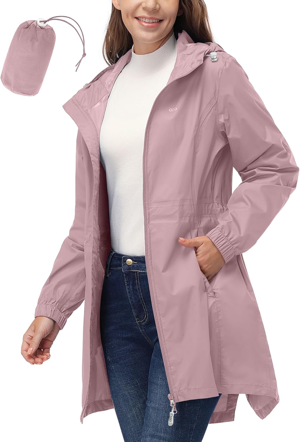 33,000ft Women's Waterproof Rain Coats, Special Long Rain Jacket with Hood, Inno...