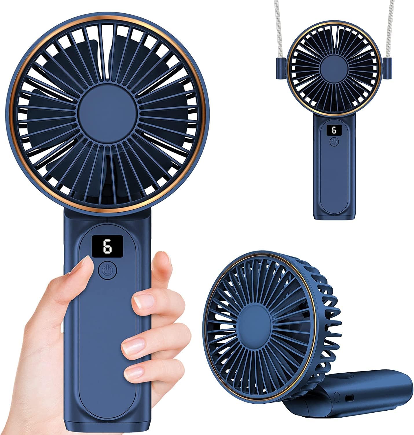 Handheld Fan, Portable Fan, 4000mAh Rechargeable Personal Fan, 180° Foldable Min...