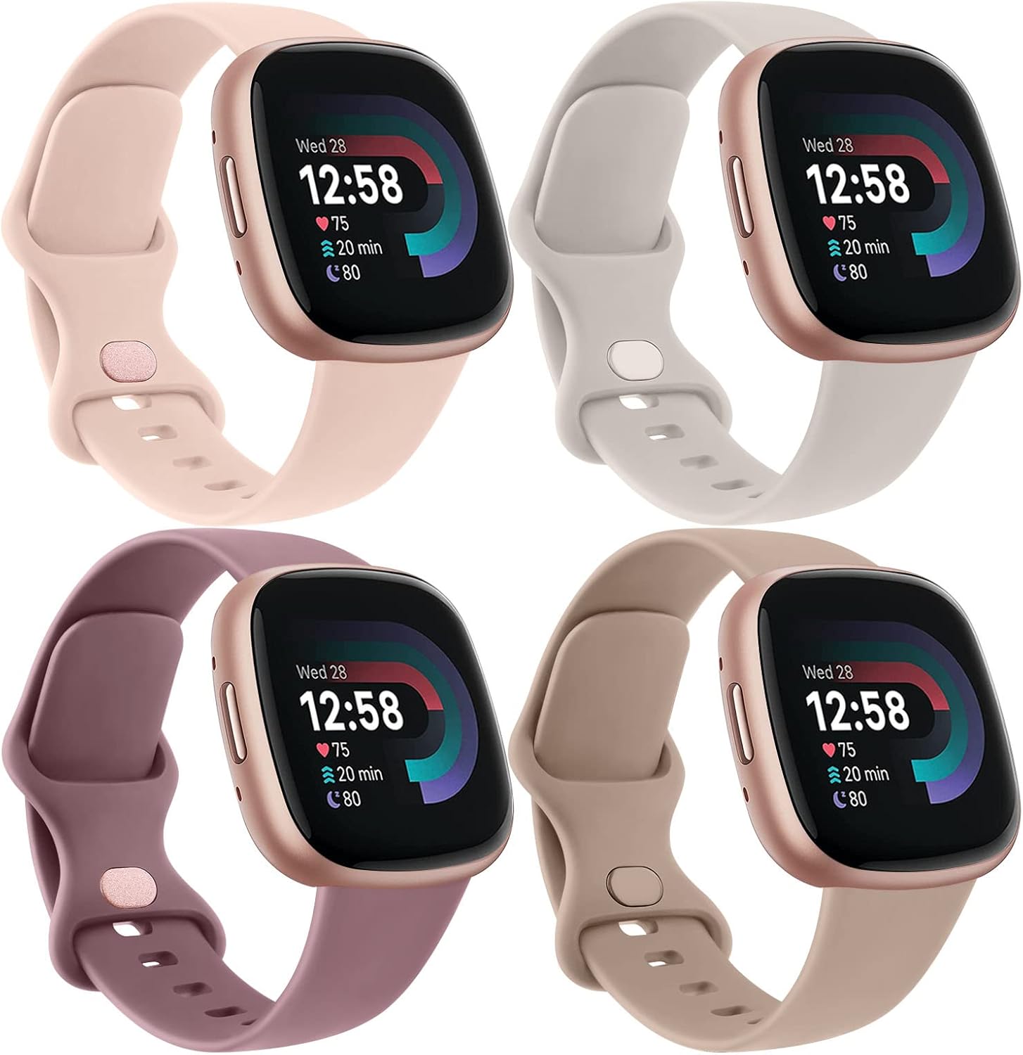 AK 4 Pack Straps Compatible with Fitbit Versa 3 Straps/Fitbit Versa 4 Strap/Fitb...