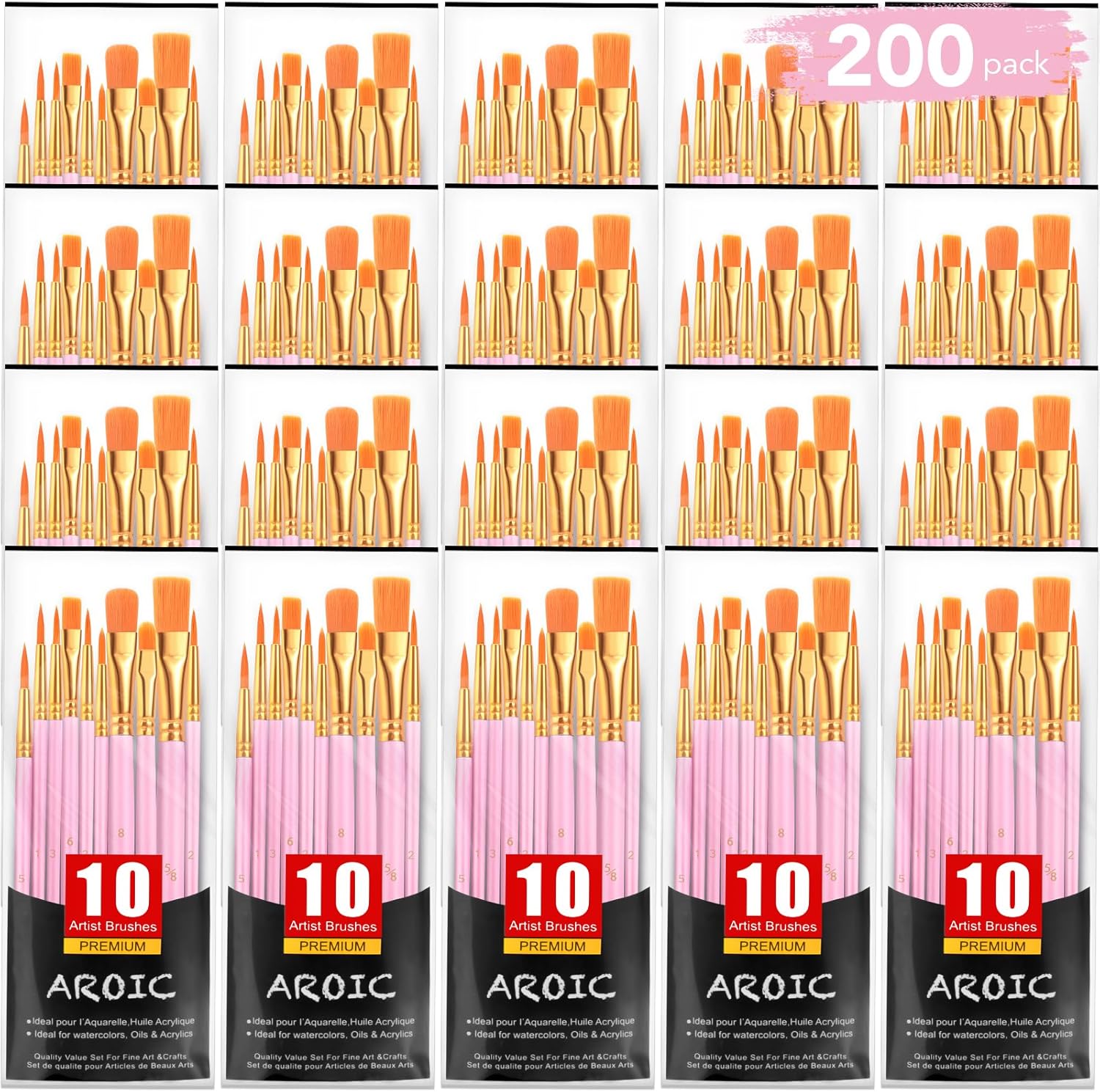 Acrylic Paint Brush Set, Special Nylon Hair Brushes for Oil and Watercolor, Inno...
