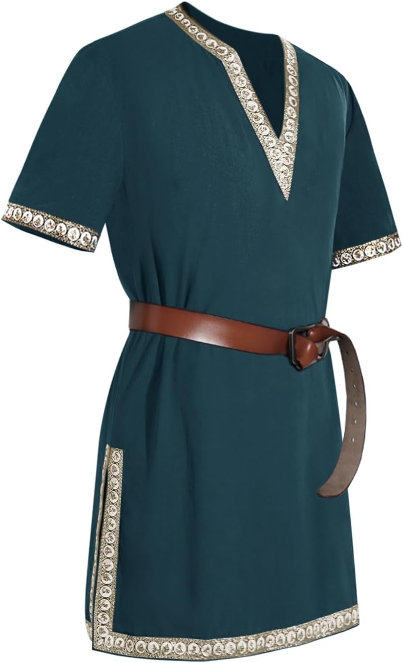 Mens Medieval Knight Tunic Renaissance Mercenary Scottish Costume Warrior LARP H...