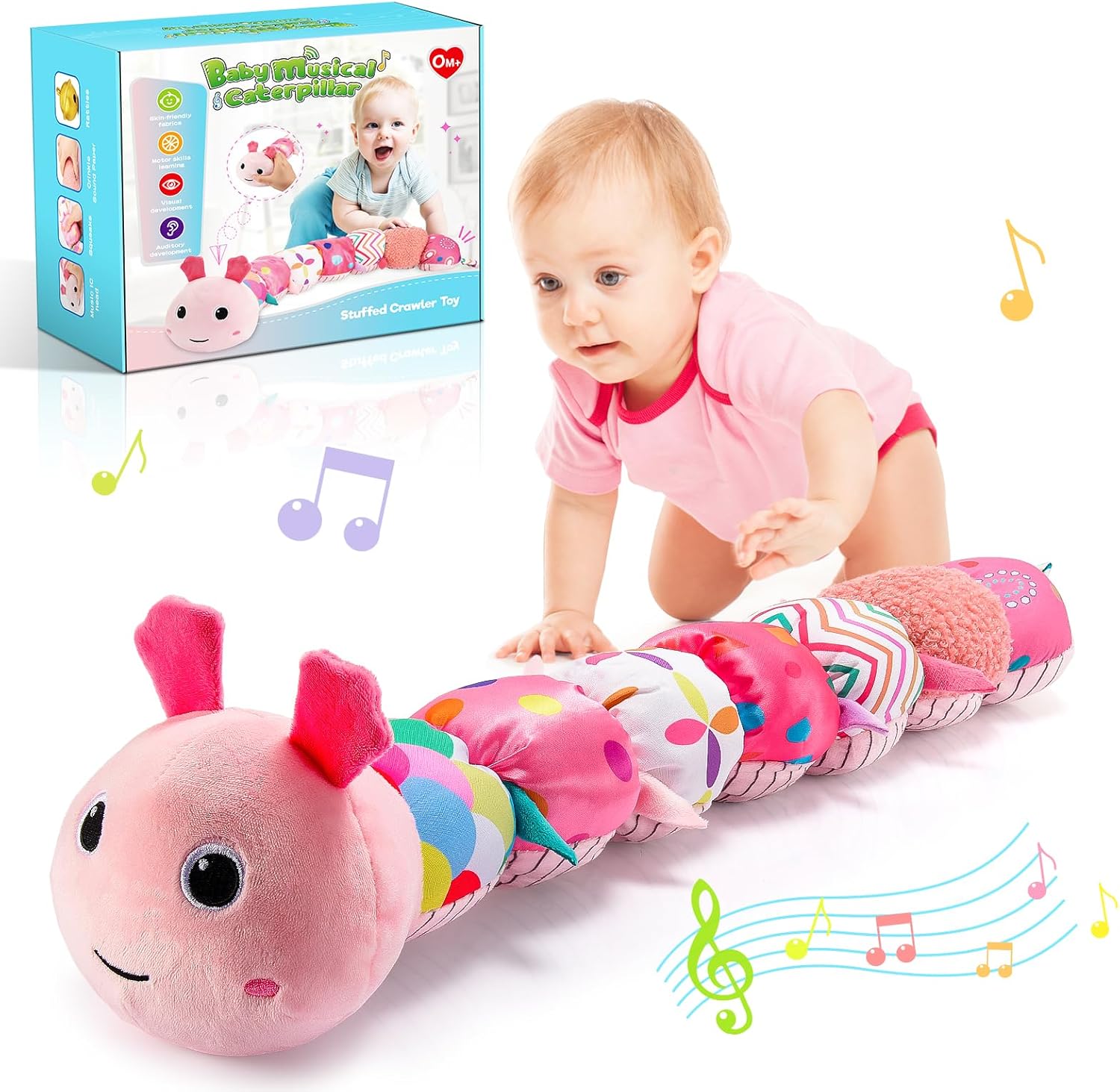 Toyzey Girls Baby Toys 0 3 6 9 12 Months, Caterpillar Soft Toys for Girls 0-3-6-...