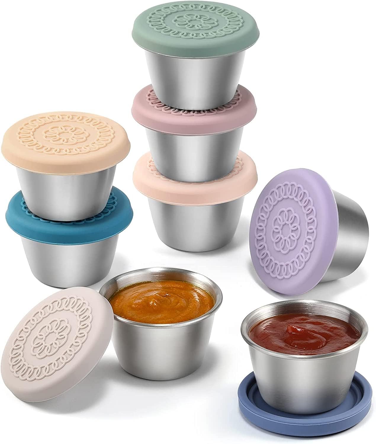 8P Salad Dressing Pots, Special Food Container Sauce Pots With Leakproof Silicon...