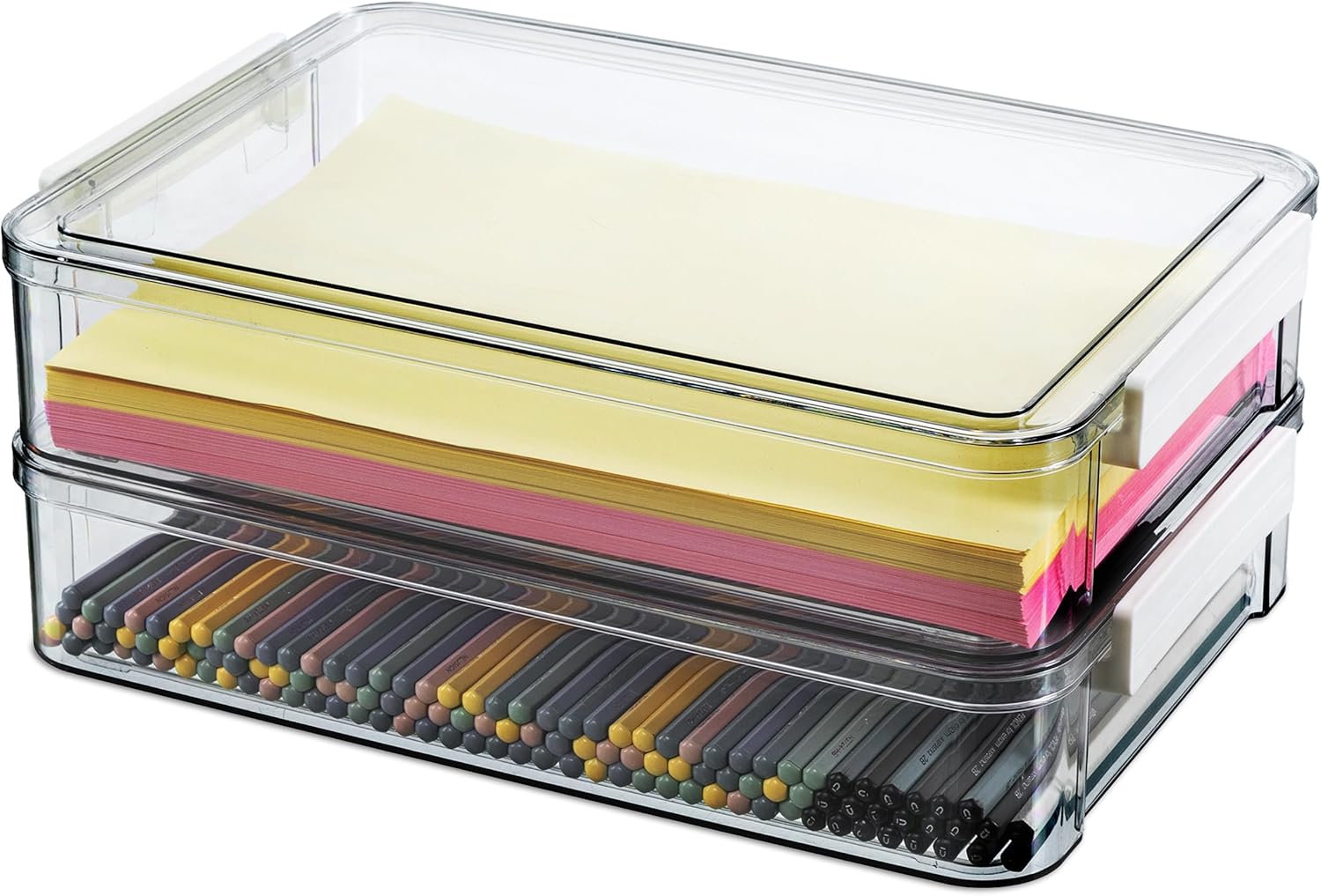 Citylife 2 PCS 6Qt Plastic Storage Bins with Lids and Latches, Portable Project...