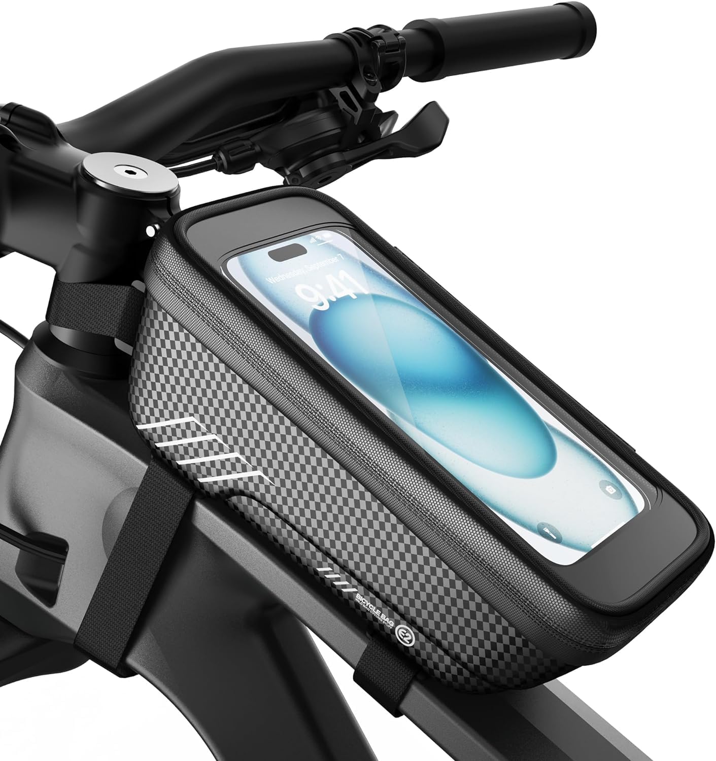 Estralia Bike Phone Holder Bag, Waterproof Bike Frame Bag, Bike Phone Mount Hand...