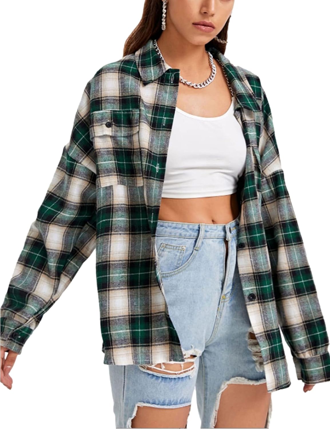 Zontroldy Plaid Flannel Shirts, Special Flannel Shirt for Women, Unique Plaid Fl...