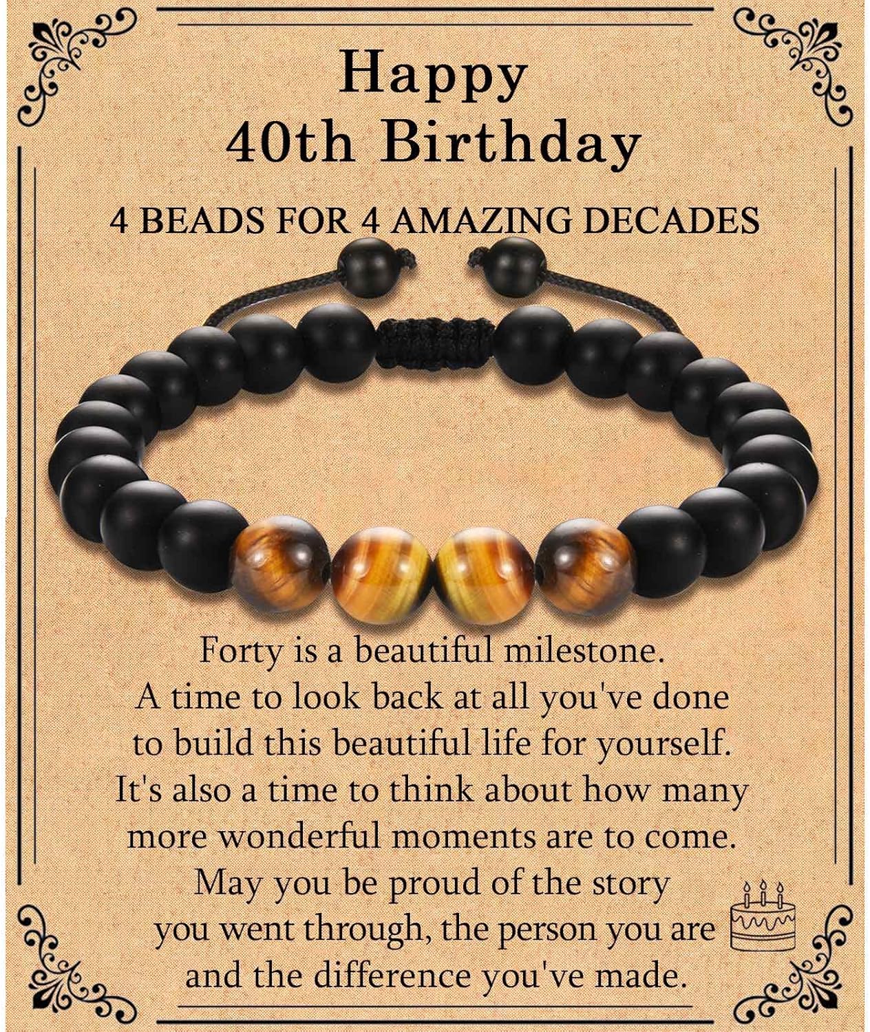 TEVOP 21st 30th 40th 50th 60th 70th Birthday Gifts for Men, Tiger Eye Stone Brac...