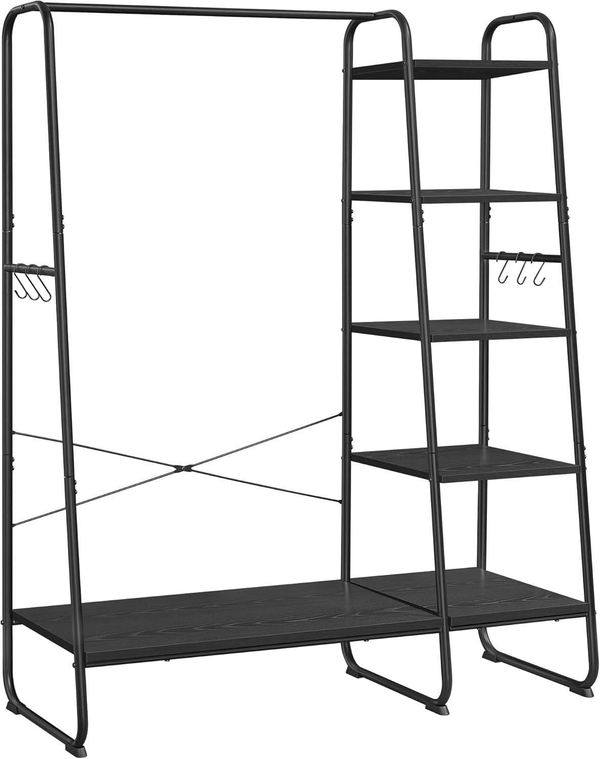 VASAGLE Clothes Rail, Clothes Rack with Shoe Shelf, 5-Tier Storage Rack, 6 Side...