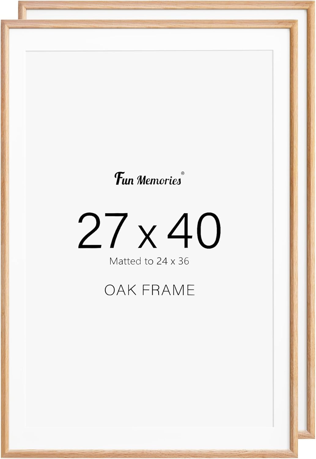 Fun Memories 27x40 Poster Frame, Solid Oak Wood Picture Frames, Modern Photo Fra...