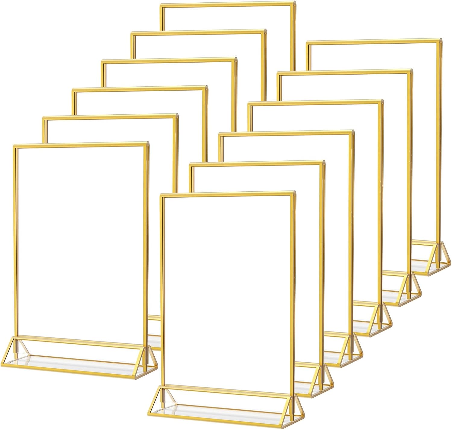 MaxGear 4x6 Gold Acrylic Sign Holder 12 Pack, Wedding Gold Table Number Holders,...