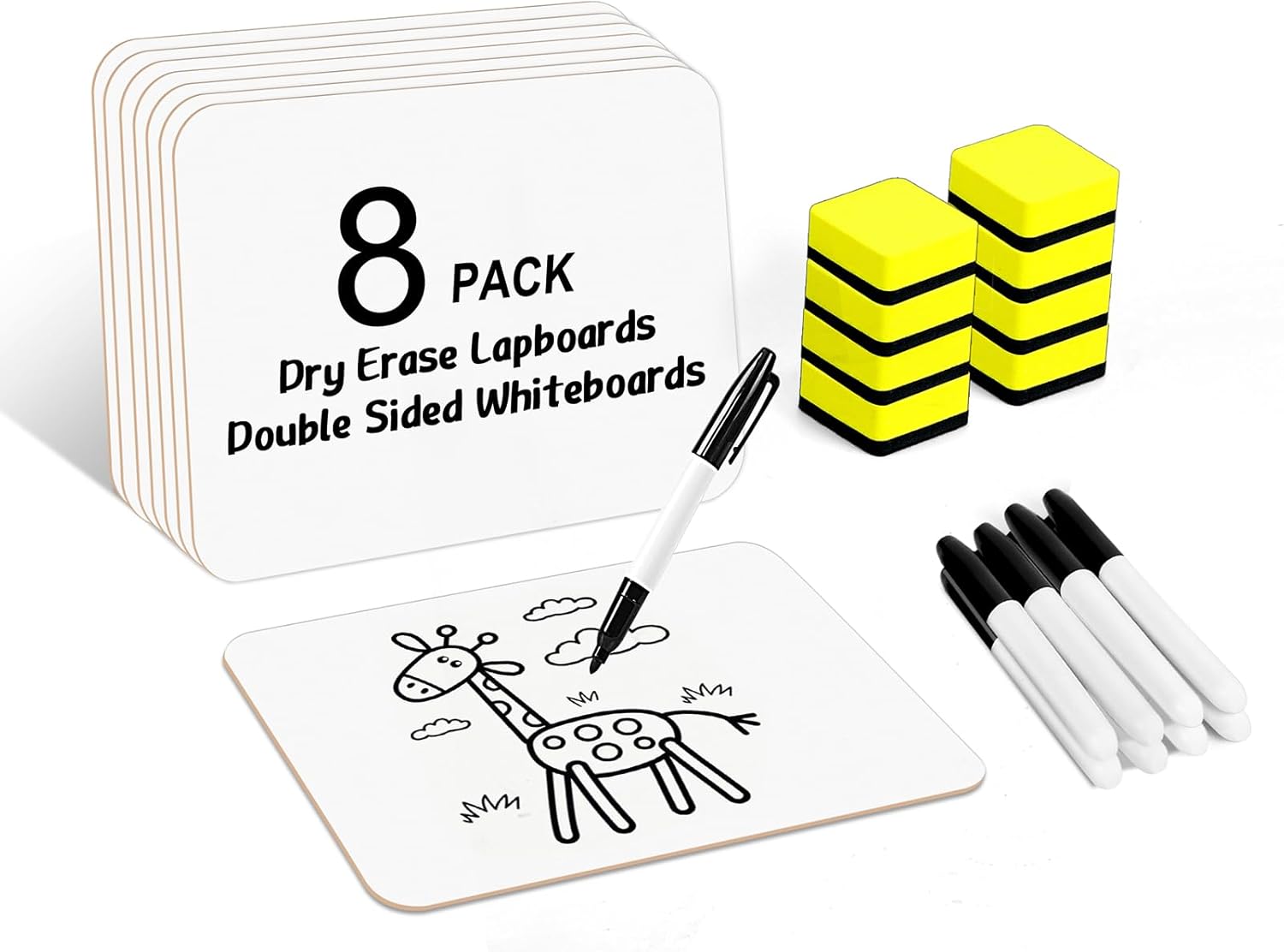 Dry Erase Lapboards, HERKKA 8 Pack Double Sided Dry Erase Lap Boards 9 x 12.5 In...
