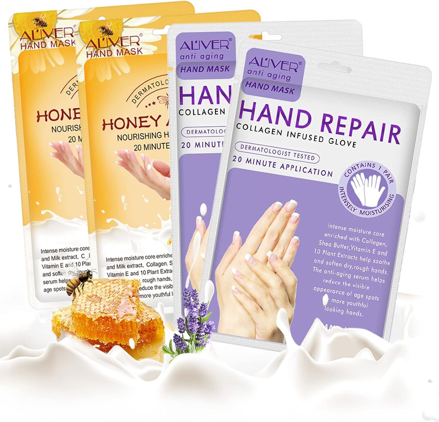 CCKULOOB Hand Mask, 4 Pairs Moisturizing Hand Mask Hand Skin Repair Renew Mask t...