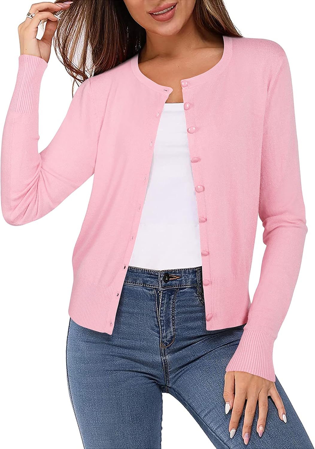 VOTEPRETTY Women's Button Down Lightweight Cardigan Long Sleeve Knit Cardigans C...