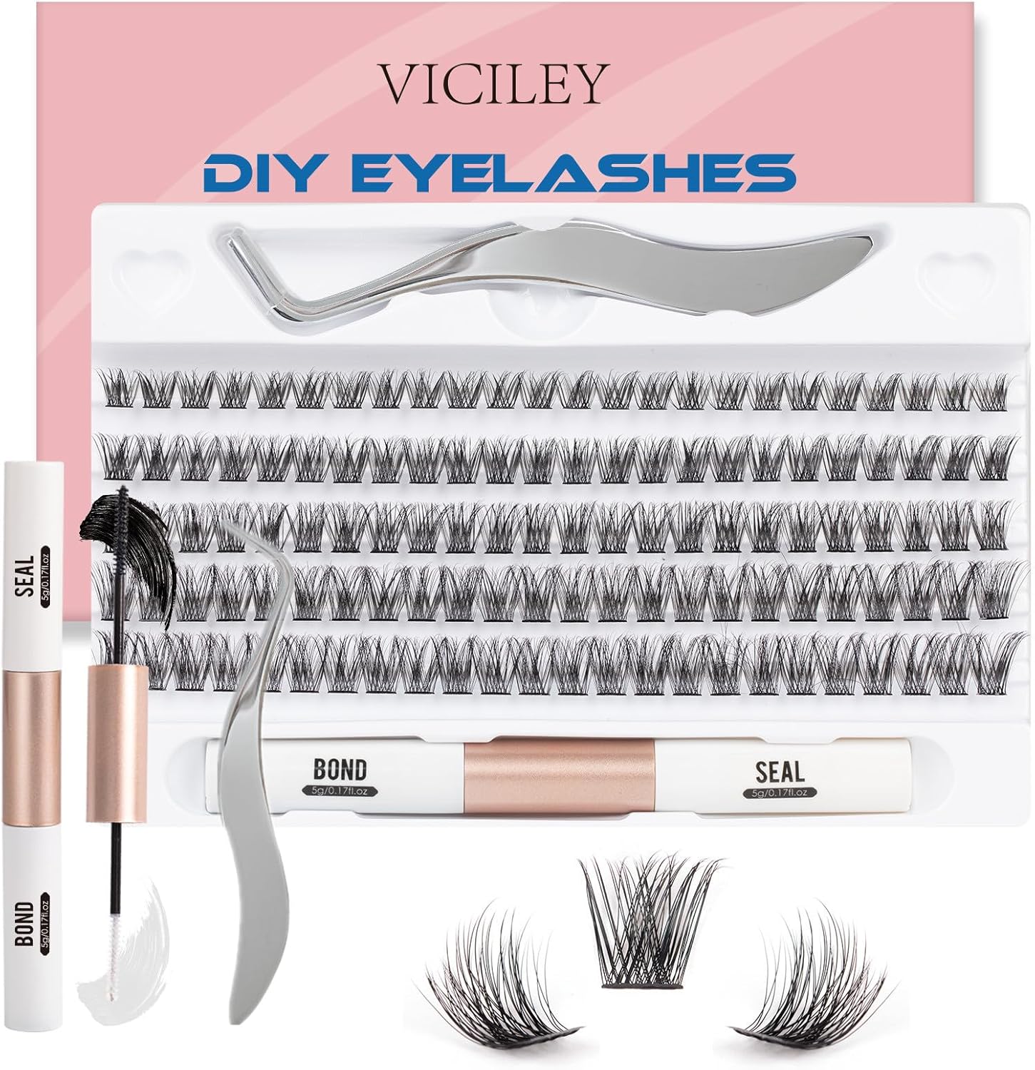 VICILEY Cluster Lashes 120 Individual Lashes Cluster With Lash Bond and Seal and...
