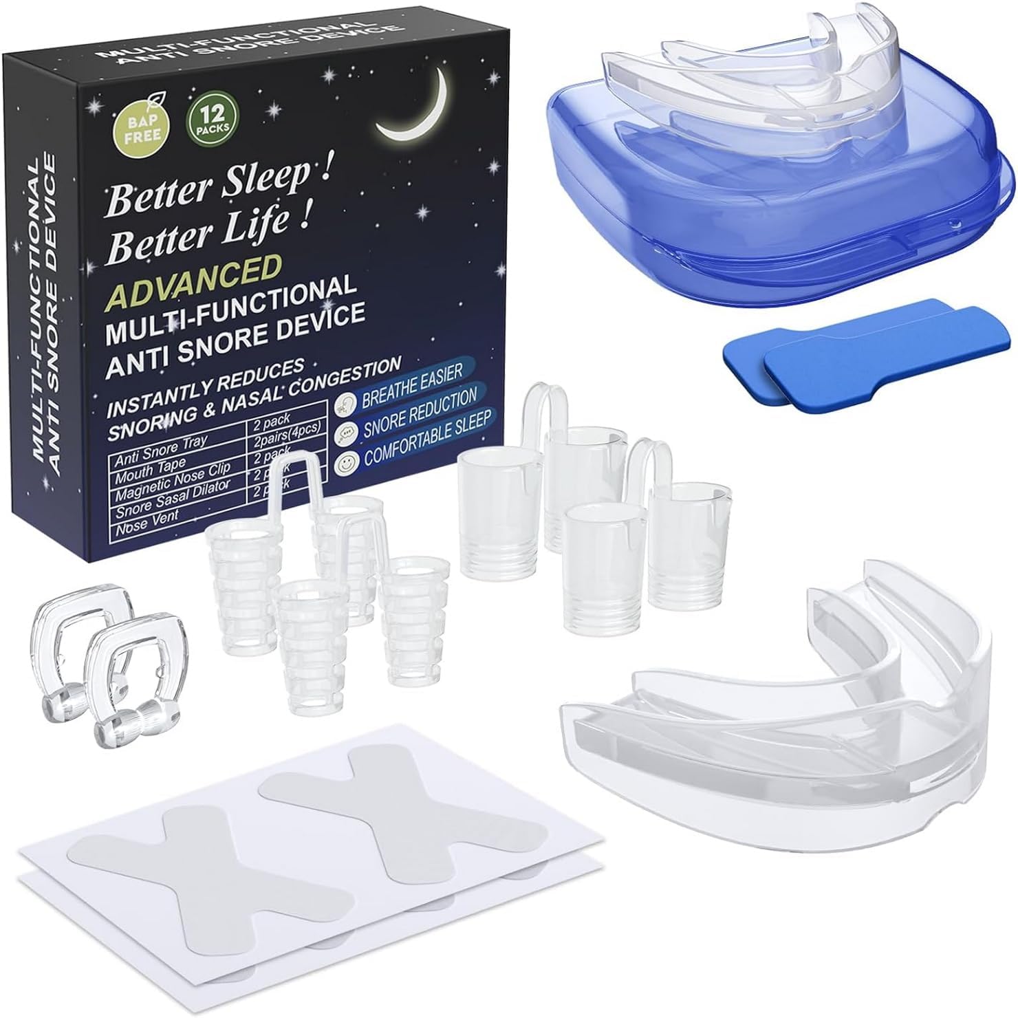 12 Pack Anti Snoring Devices, Snoring Solution Sleep Improvement, Snore Stopper...