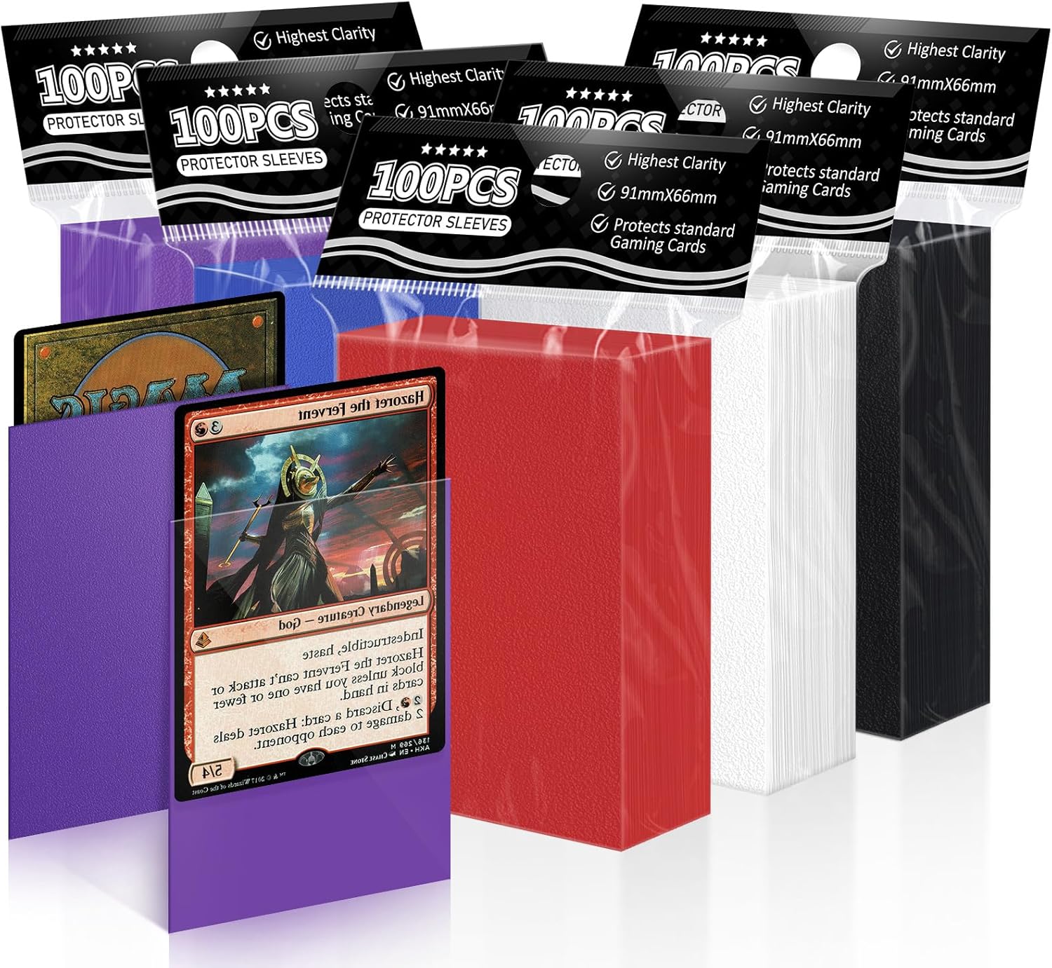 Mlikero 5-Color Soft Card Sleeves, 66 x 91 mm Standard Size Trading Card Sleeves...