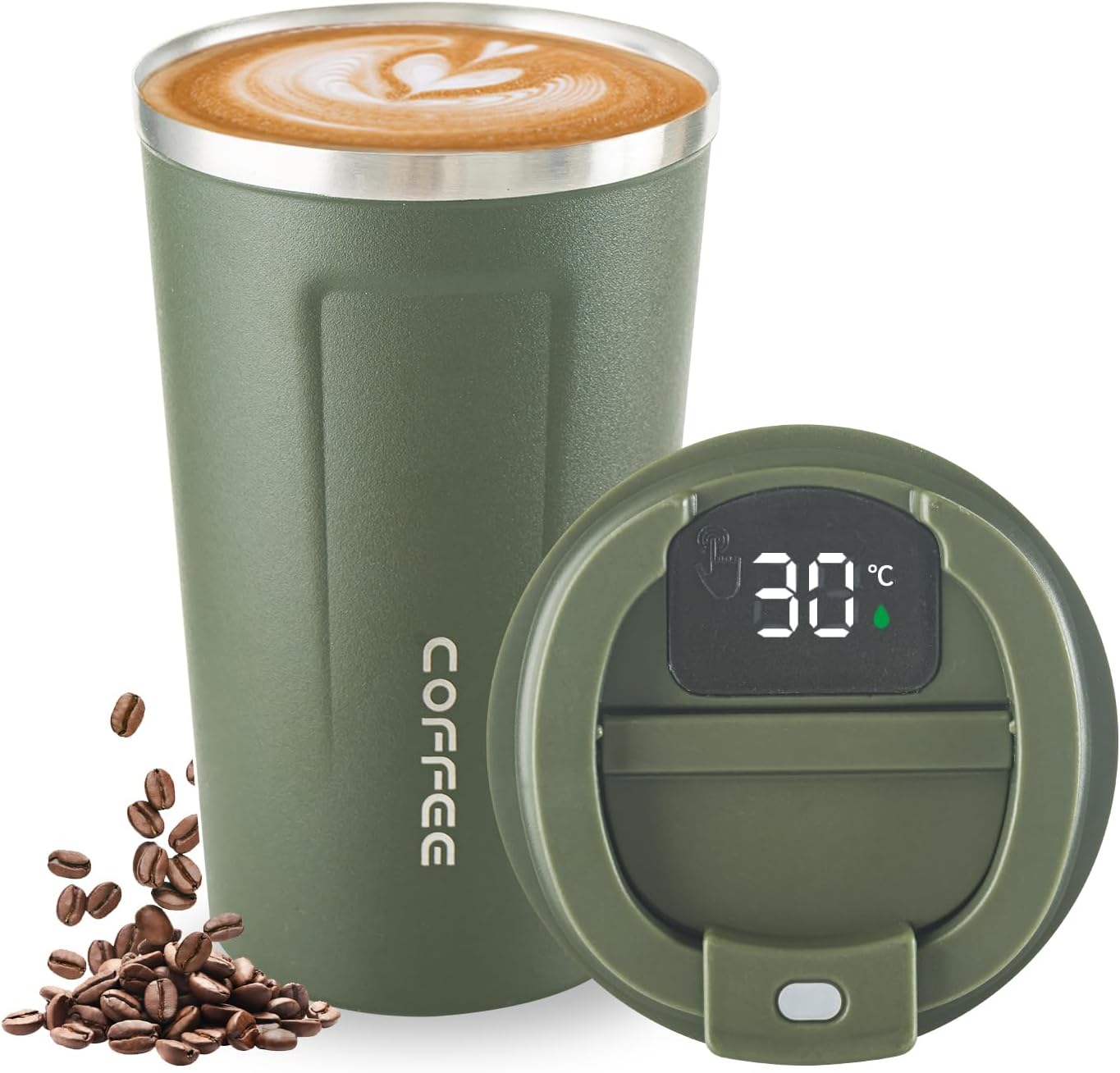 Newvenper Stainless Steel Vacuum Insulated Travel Coffee Mug, Led Temperature Di...