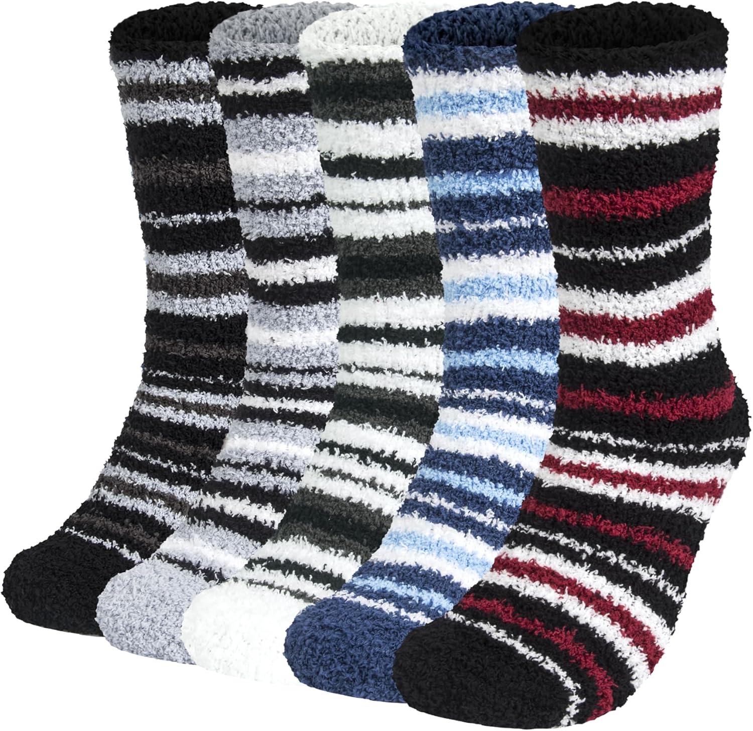 Justay Comf 5 Pairs Mens Fluffy Slipper Socks High Elasticity Winter Super Warm...