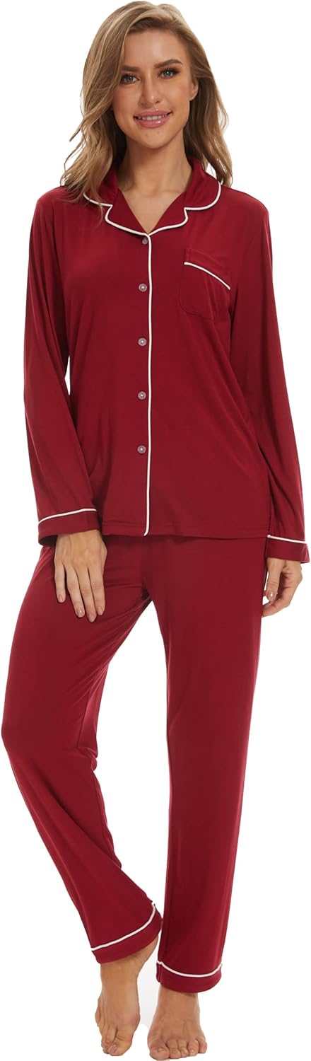 Button Up Pajamas, Special Women's Long Sleeve Sleepwear, Soft Loungewear for La...
