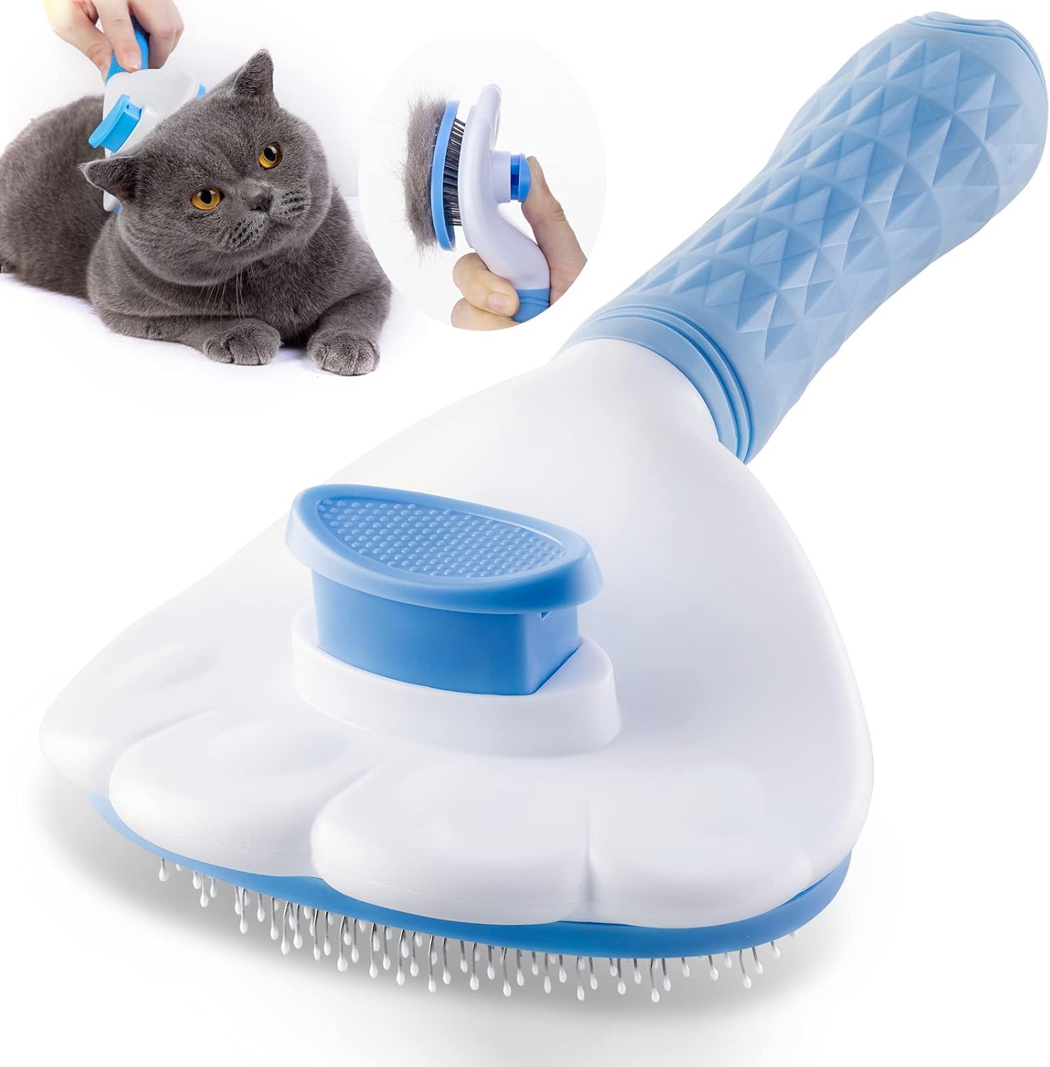 Self-Cleaning Slicker Brush for Dogs & Cats: Dog brushes for Grooming for Sheddi...