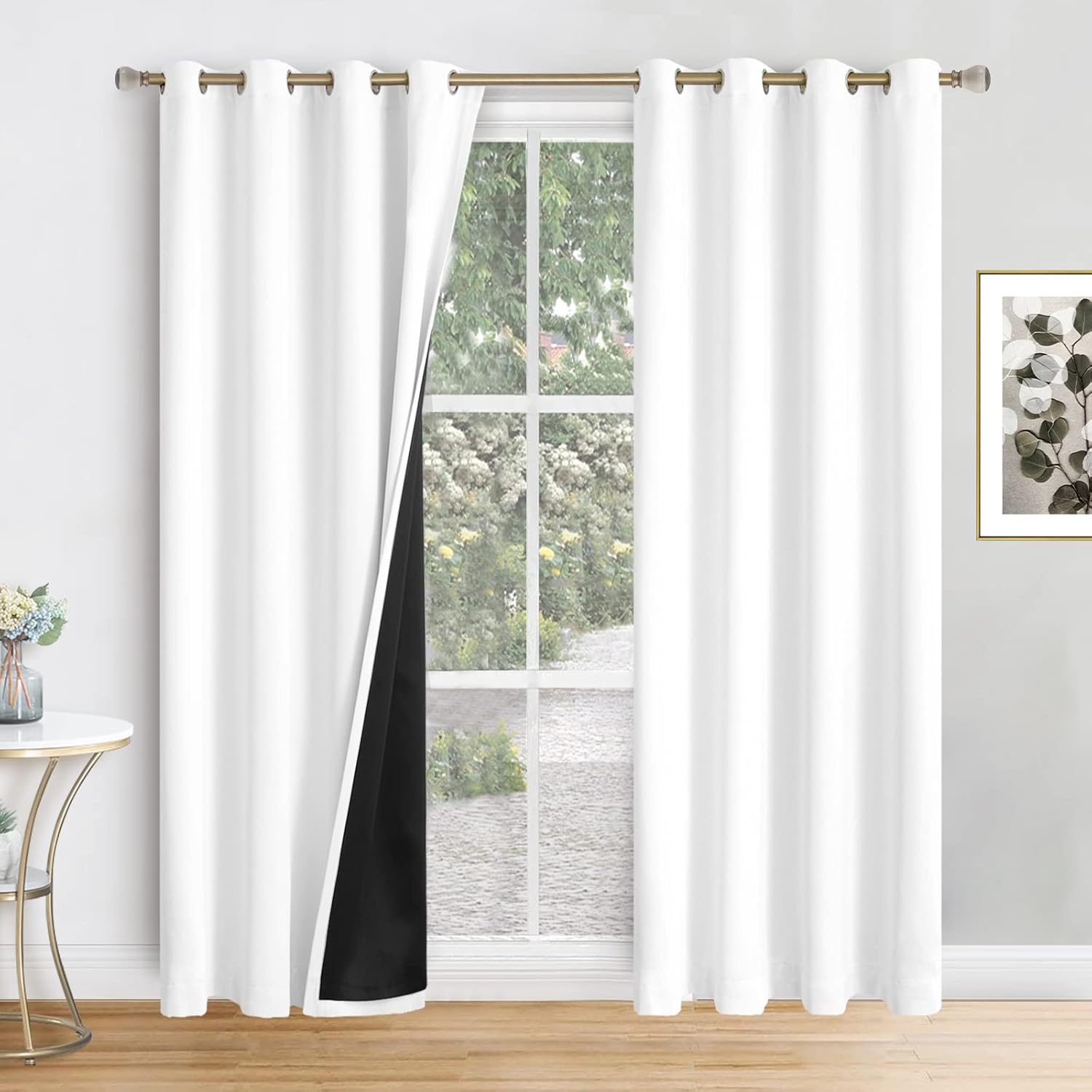 White Blackout Curtains 84 Inch Length, Special 2 Panels Set Curtains for Living...