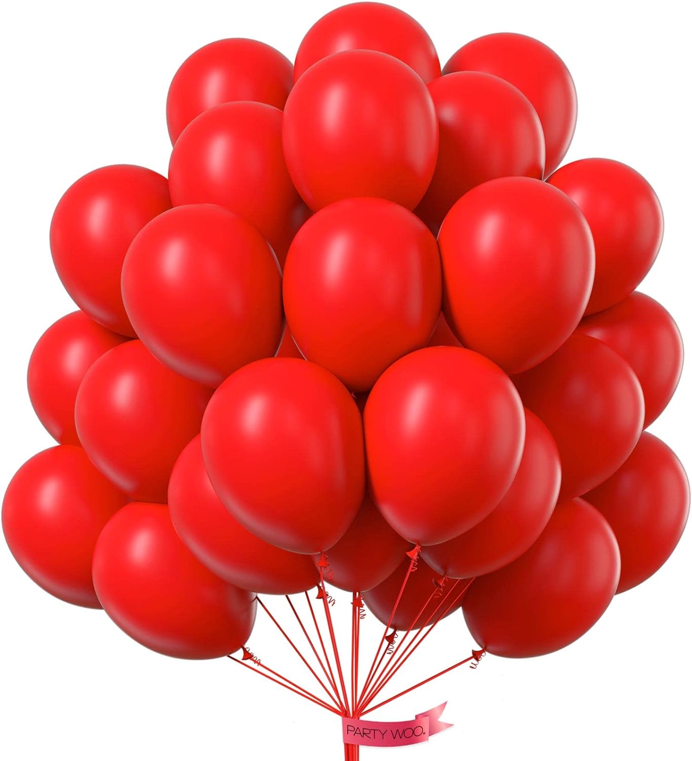 PartyWoo Red Balloons, 100 pcs 10 Inch Matte Red Balloons, Red Latex Balloons fo...