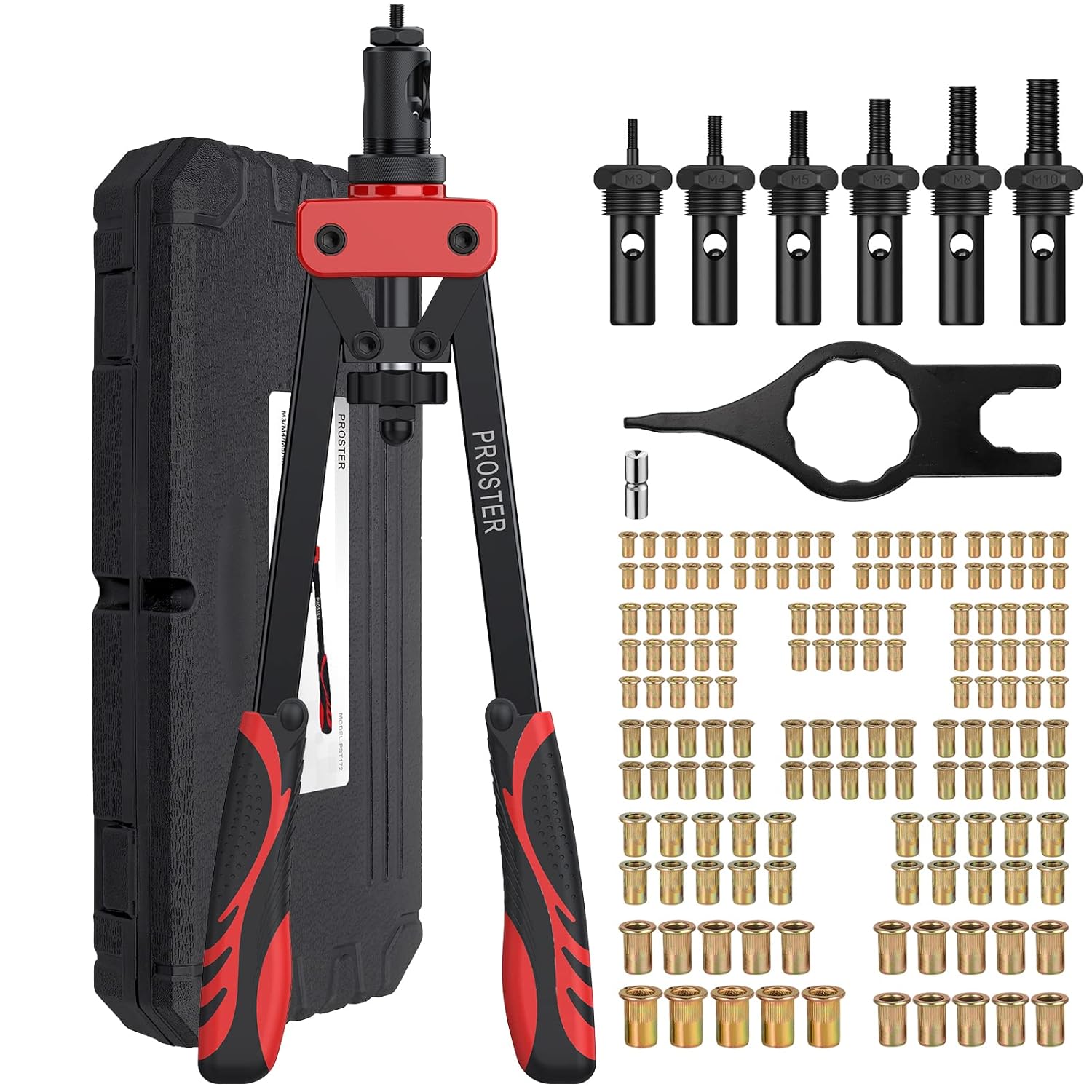Proster Rivet Nut Tool 14" - Rivet Nut Gun with 150Pcs M3 M4 M5 M6 M8 M10 Rivet...
