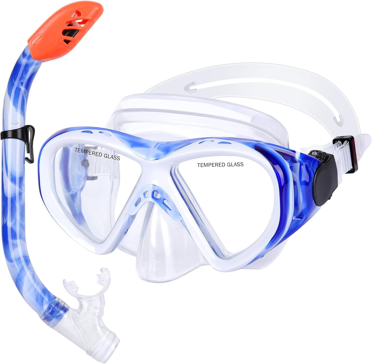 Kids Snorkel Set, Dry Top Snorkel Mask, Anti-Fog Tempered Glass Diving Mask Snor...