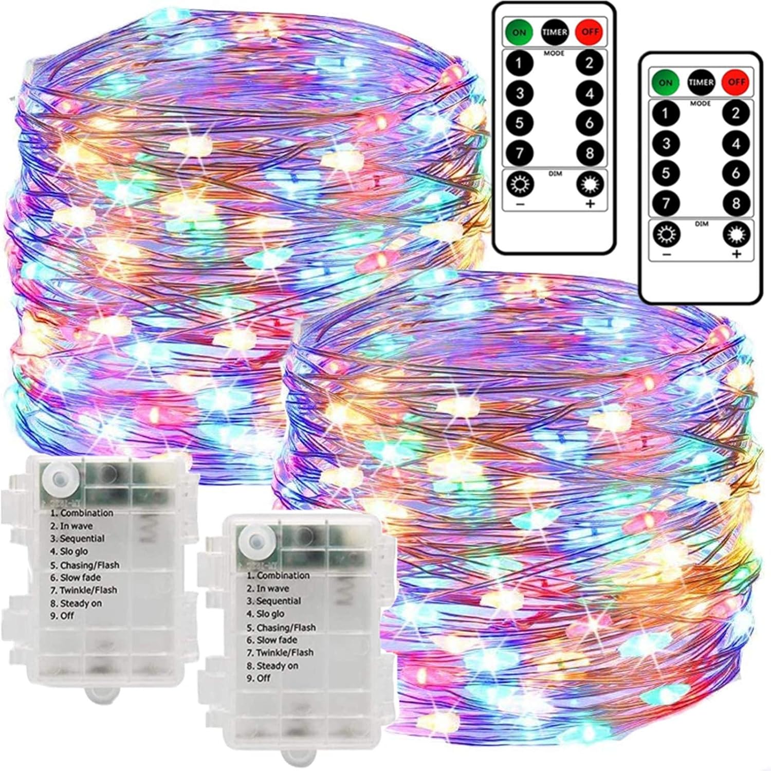 Chipark Fairy String Lights Battery Operated 2 Pack 12m 120 LED String Lights wi...