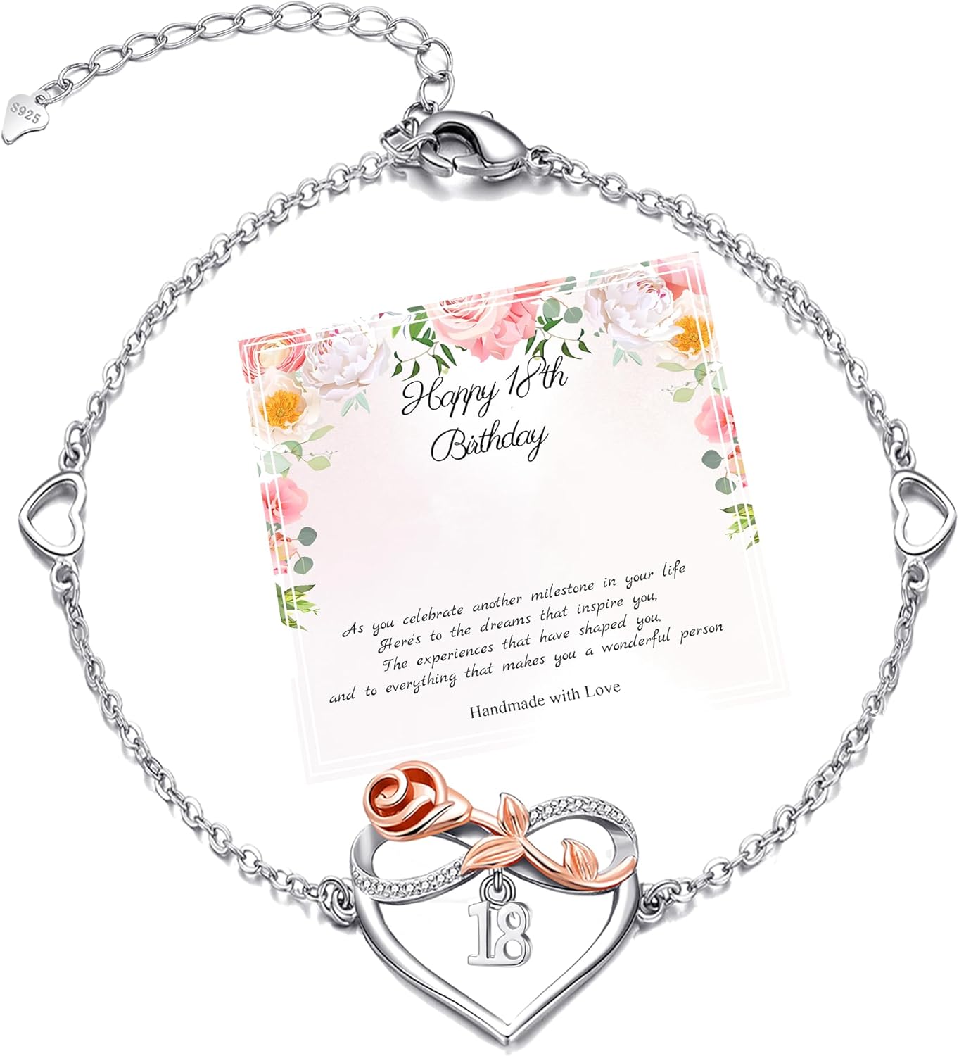 PRETOLE Happy 18th 21st 30th 40th 50th 60th 70th Birthday Gifts for Women Sterli...