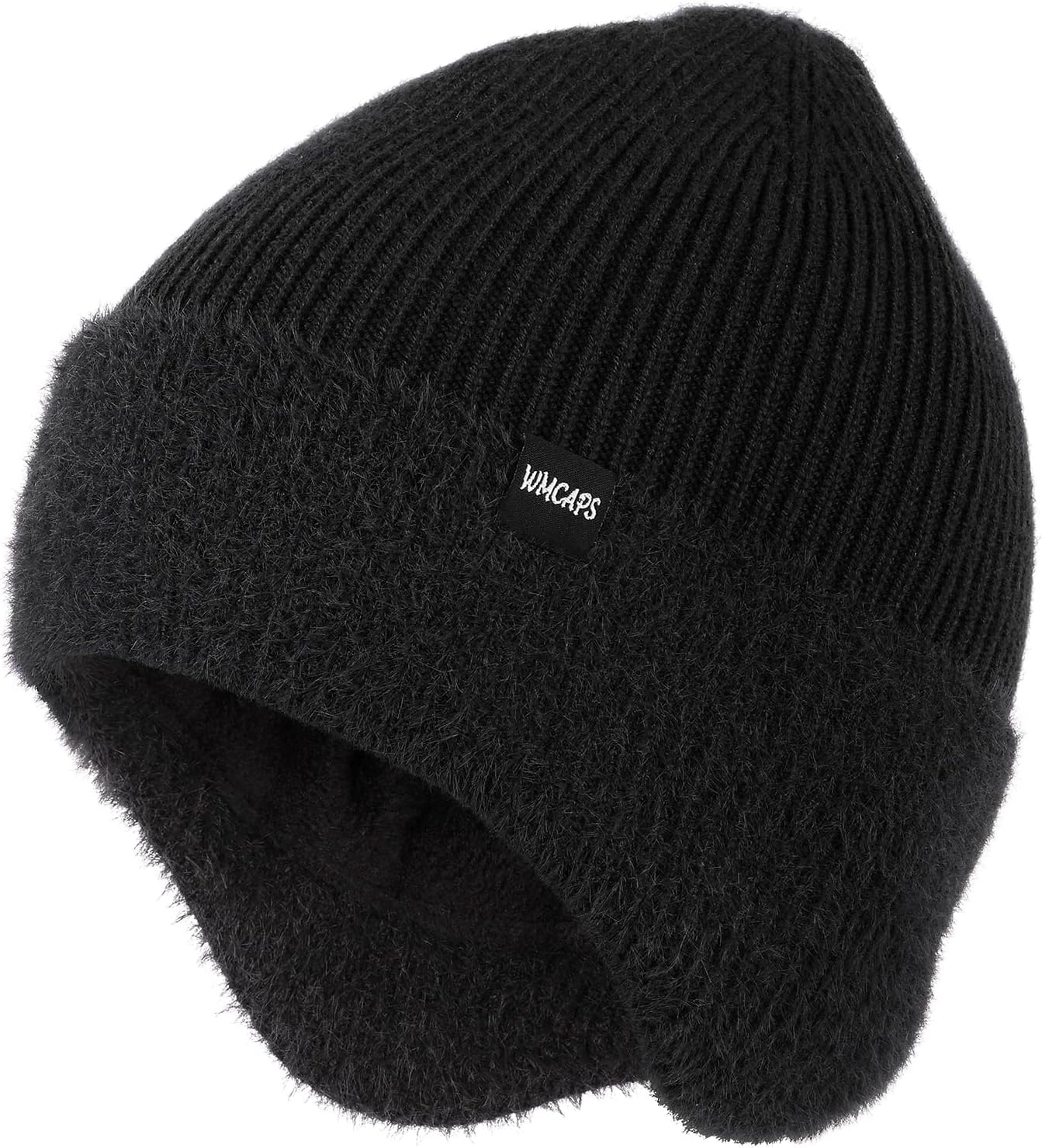 Wmcaps Winter Beanie for Men with Earflaps，Unisex Thick Warm Knit Hat with Ear...