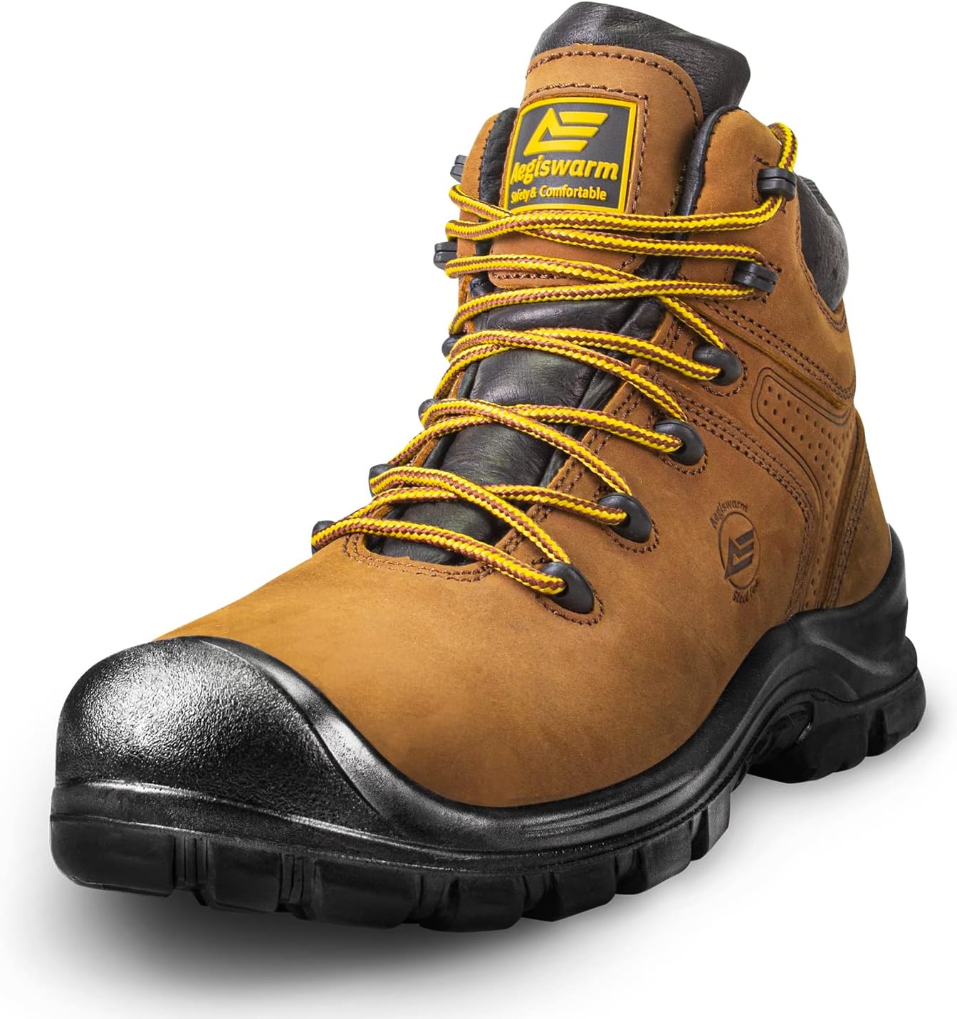 6" Steel Toe Work Boots for Men, Special Waterproof Durable Footwear for Industr...